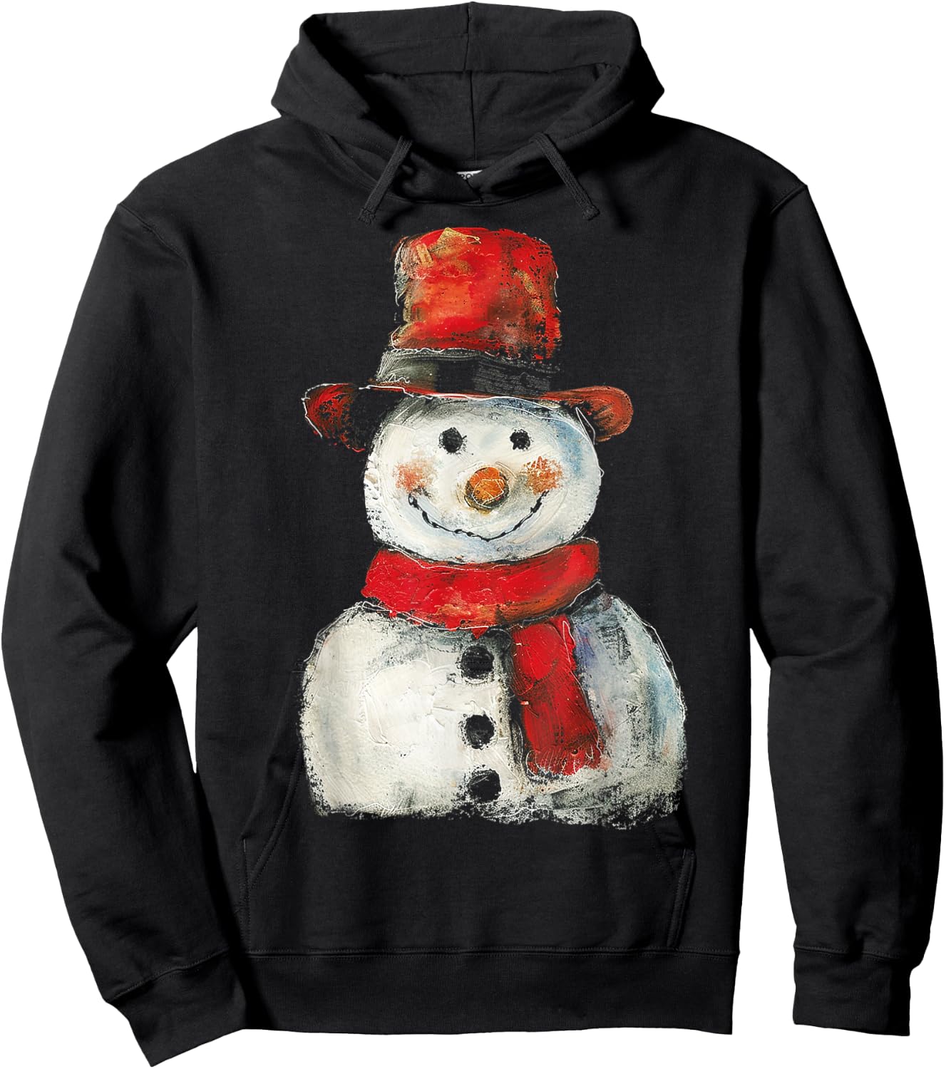 Snowman Christmas Graphic X-Mas Art Family Snowman Hoodie - Hoodie | Black