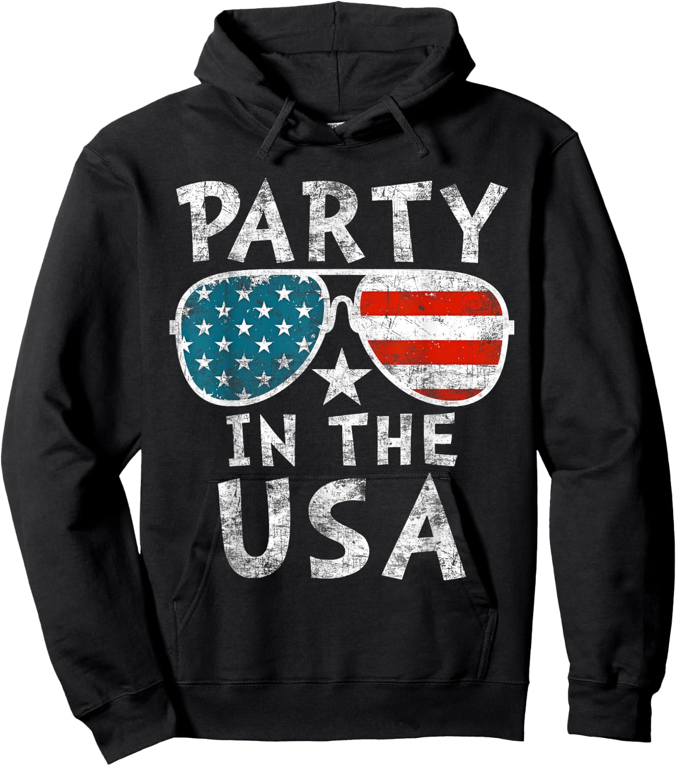 American Flag Party In USA 4th July Patriotic Kids Teen Girl Hoodie - Hoodie | Black