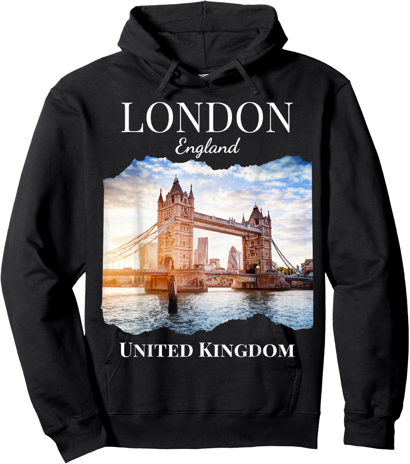 London England United Kingdom Souvenir Tower Bridge Vacation Hoodie - Hoodie | Black