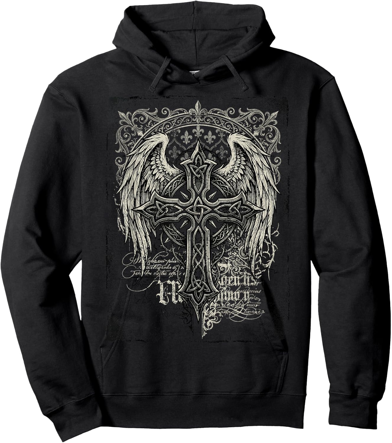 Y2K Grunge Cross Gothic Men Streetwear Hoodie - Hoodie | Black