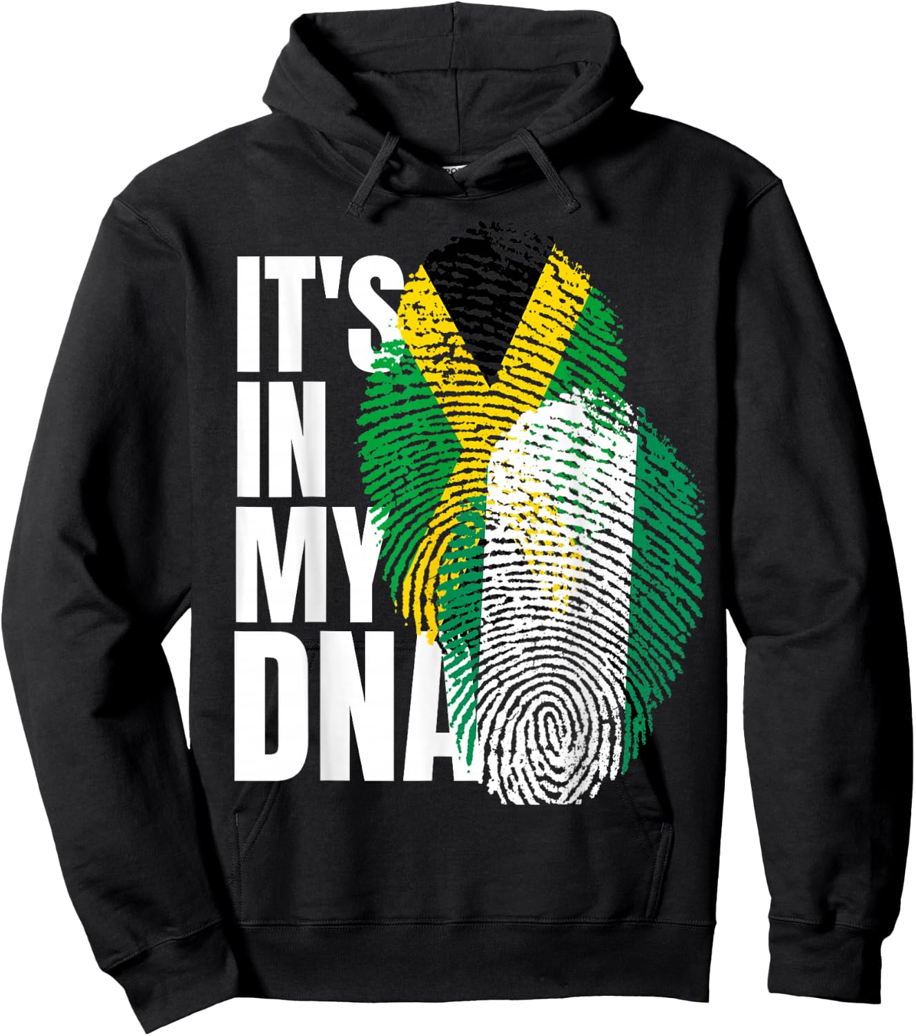Jamaican And Nigerian Mix DNA Heritage Flag Hoodie - Hoodie | Black