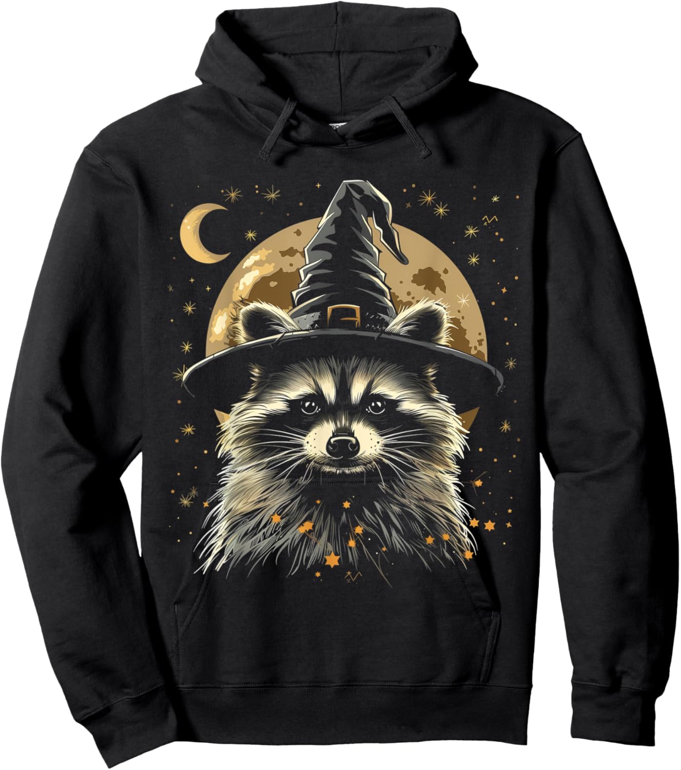 Raccoon Halloween Wizard Hat Funny Cute Witch Costume Hoodie - Hoodie | Black