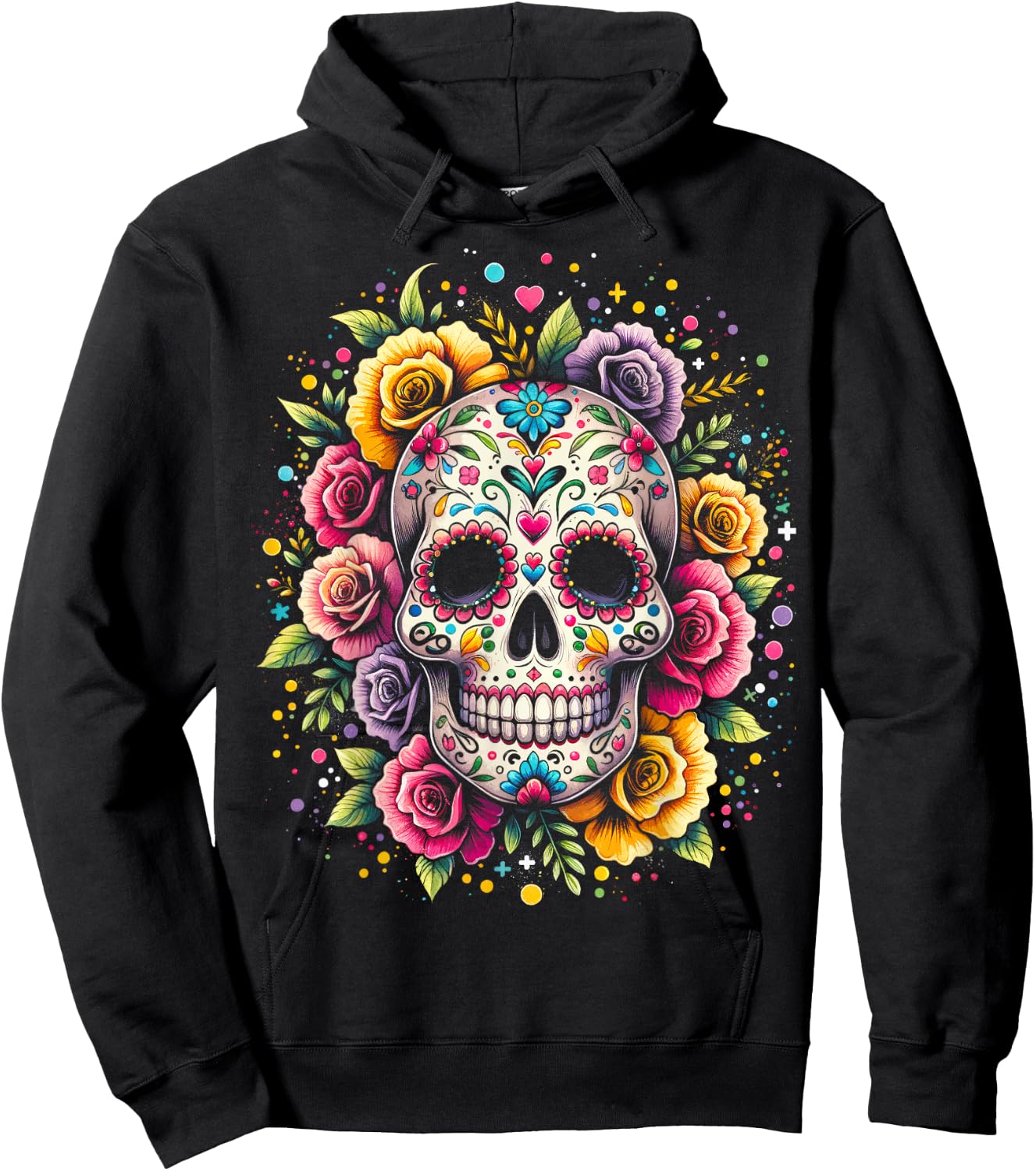 De Los Muertos Day of the Dead Sugar Skull Halloween Women Hoodie - Hoodie | Black