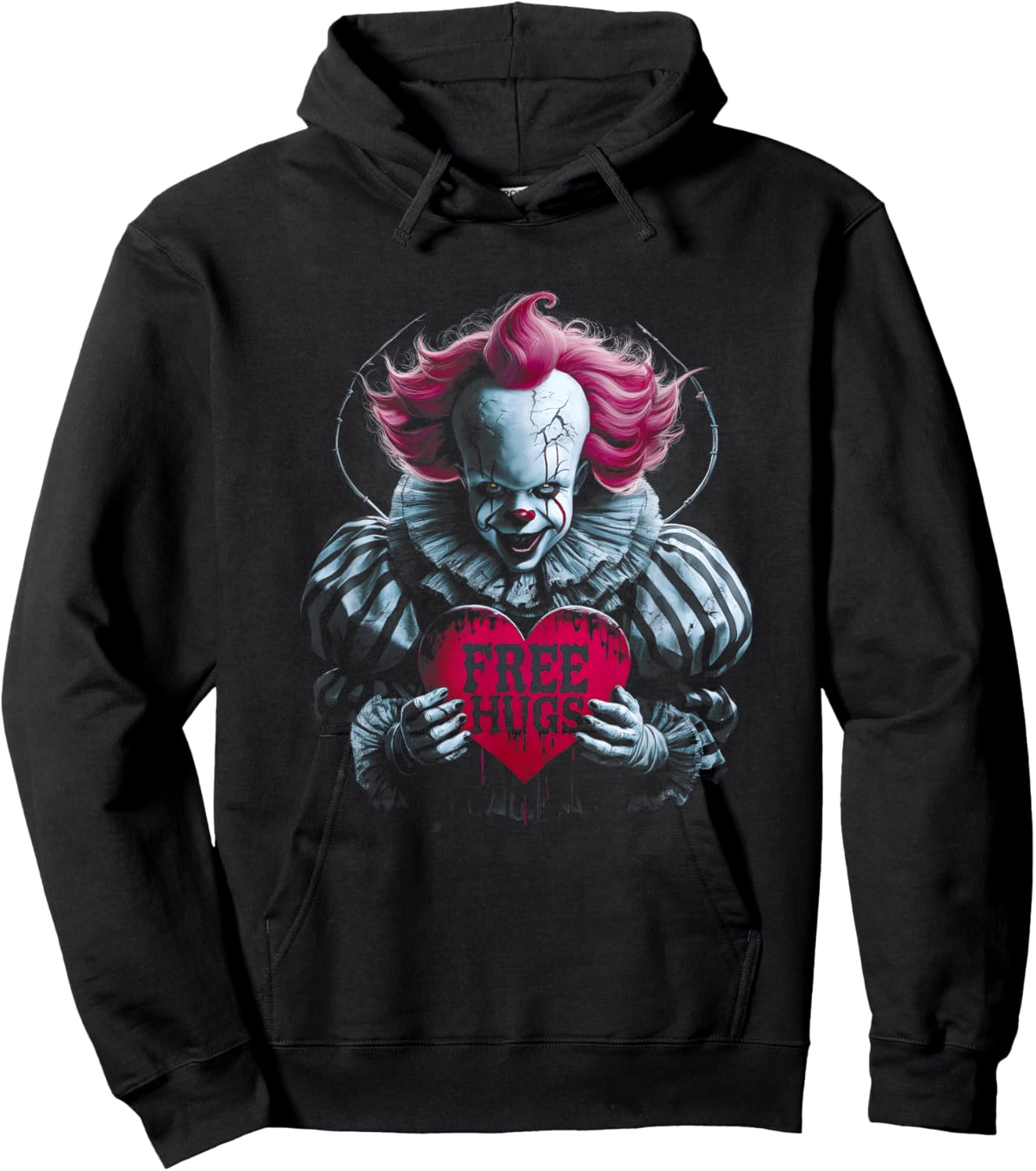 Free a Hugs Scary Clown Valentine Halloween Horror Character Hoodie - Hoodie | Black