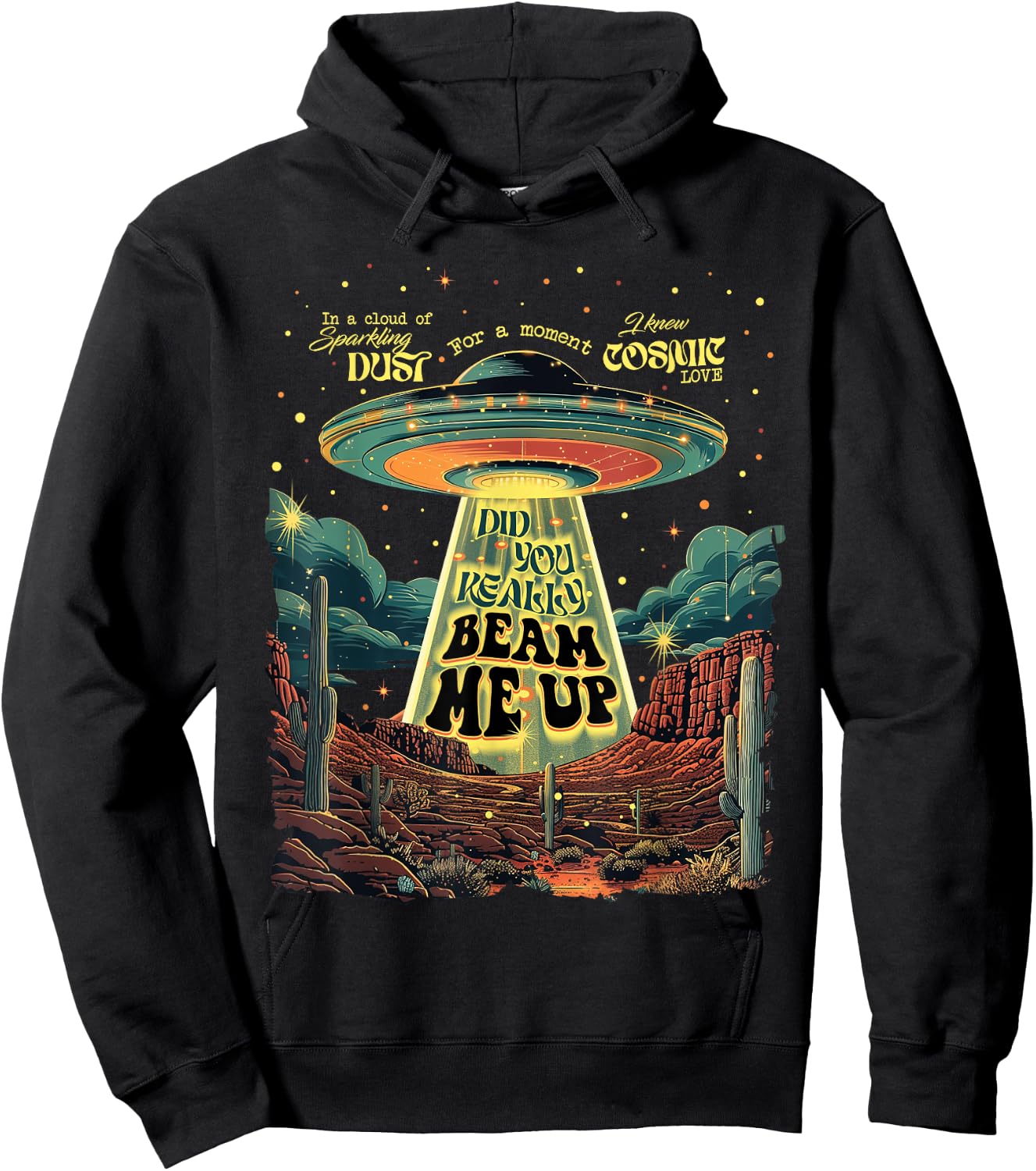 Did You Really Beam Me Up UFO Trendy Hoodie - Hoodie | Black