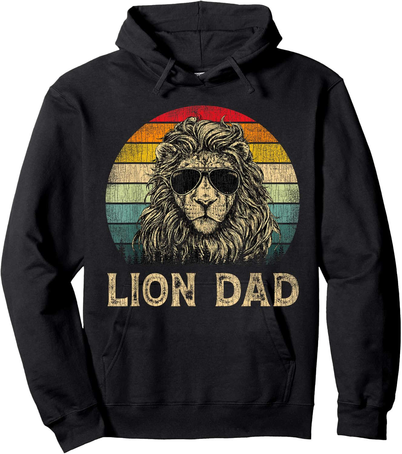 Vintage Lion Dad Lion Lovers Daddy Father's Day Hoodie - Hoodie | Black