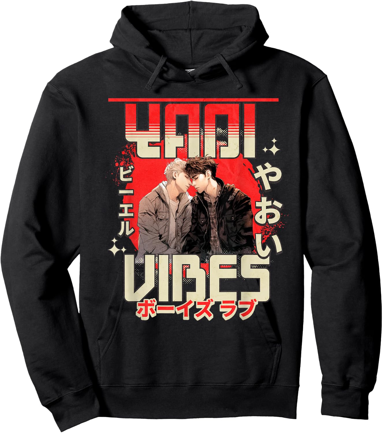 Yaoi Embrace - Japanese Boys Love Graphic Hoodie - Hoodie | Black