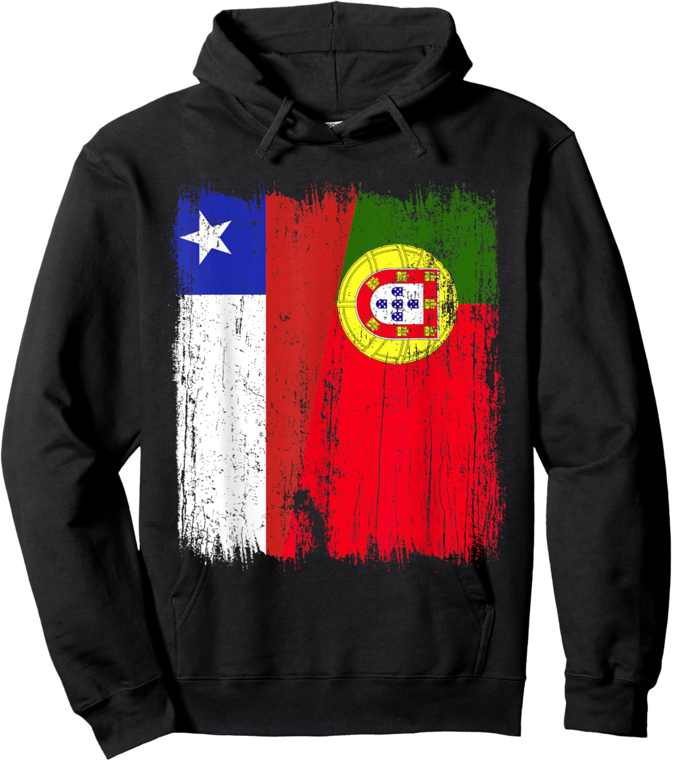 Chilean Portuguese Half Flag Chile Portugal Jersey Hoodie - Hoodie | Black