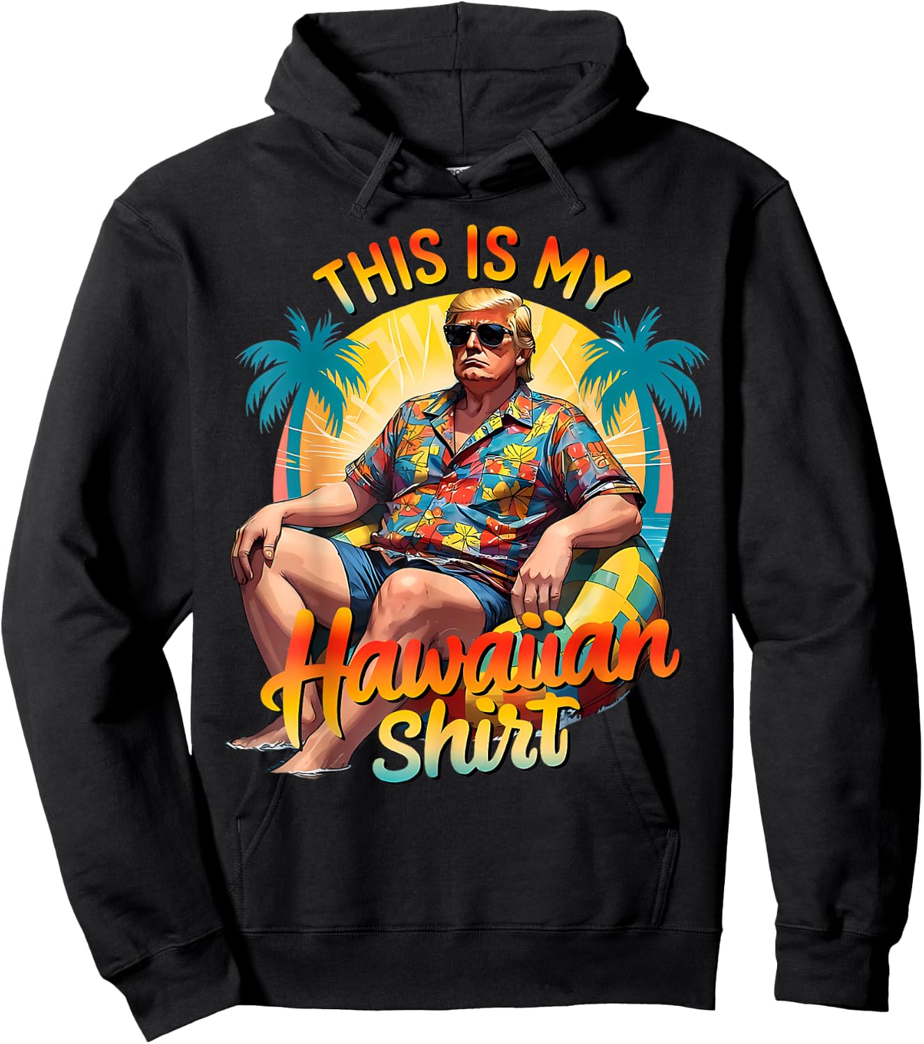 Trump 2024 This My Hawaiian Shirt Luau Costume Party Hawaii Hoodie - Hoodie | Black