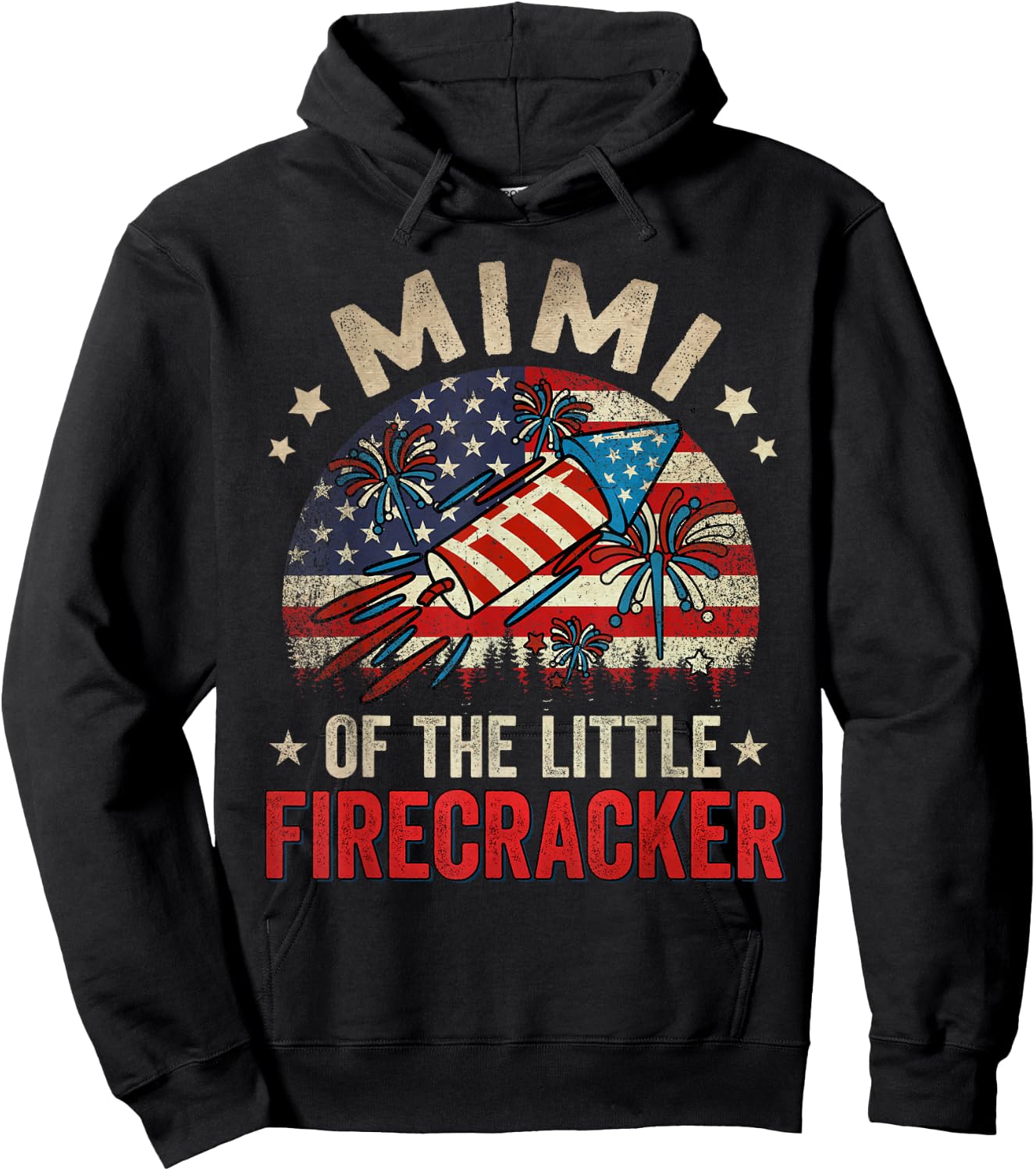 4th Of July Birthday Mimi Of The Little Firecracker Women Men Hoodie - Hoodie | Black