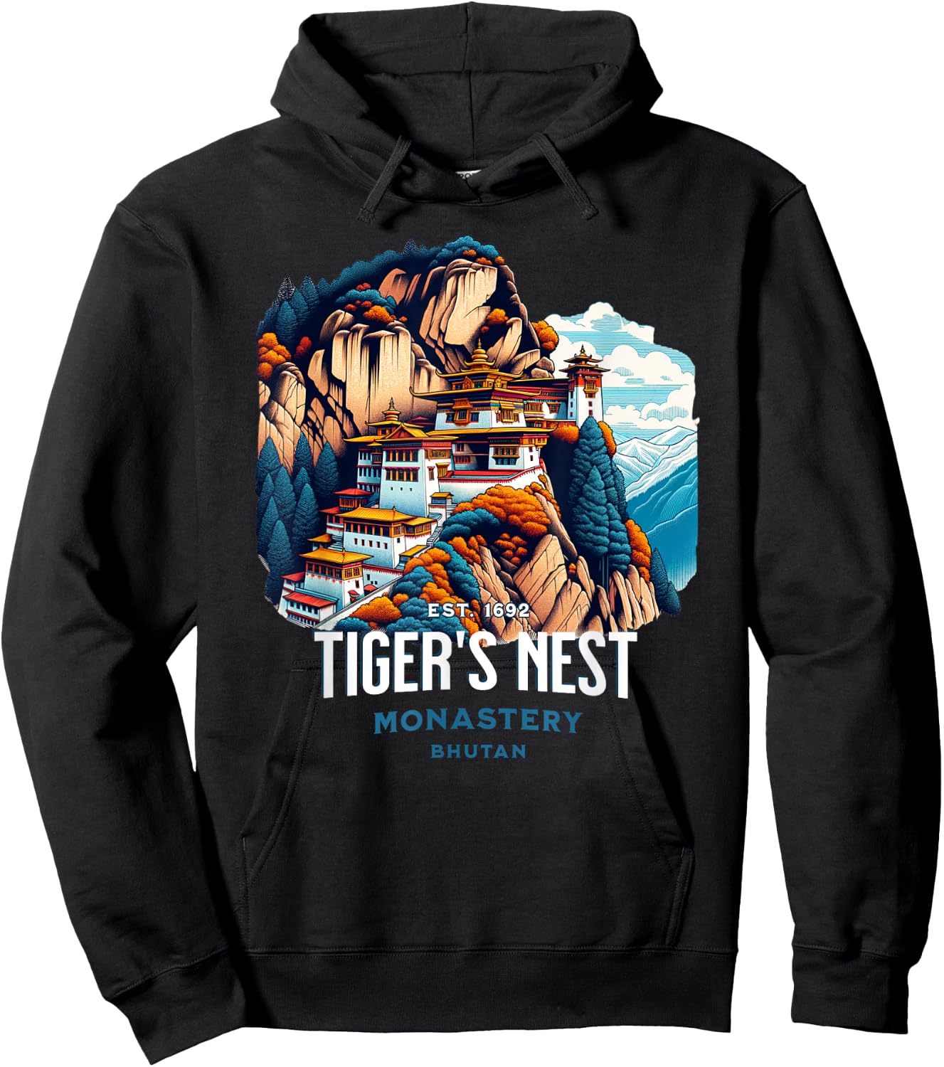 Tiger's Nest Monastery Bhutan Paro Himalayan Culture Hiking Hoodie - Hoodie | Black