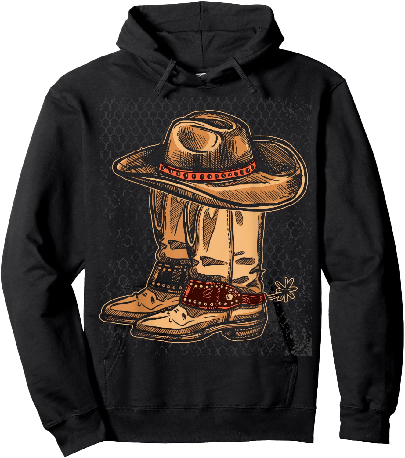 Rodeo Bull Riding Hat Line Dance Boots Cowboy Hoodie - Hoodie | Black