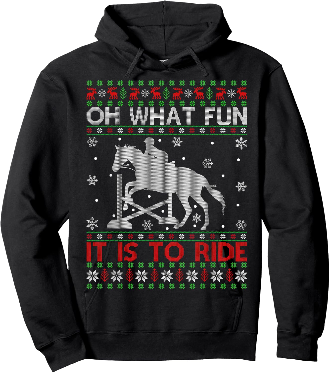 Oh What Fun It Is To Ride Horse Ugly Horse Christmas Hoodie - Hoodie | Black