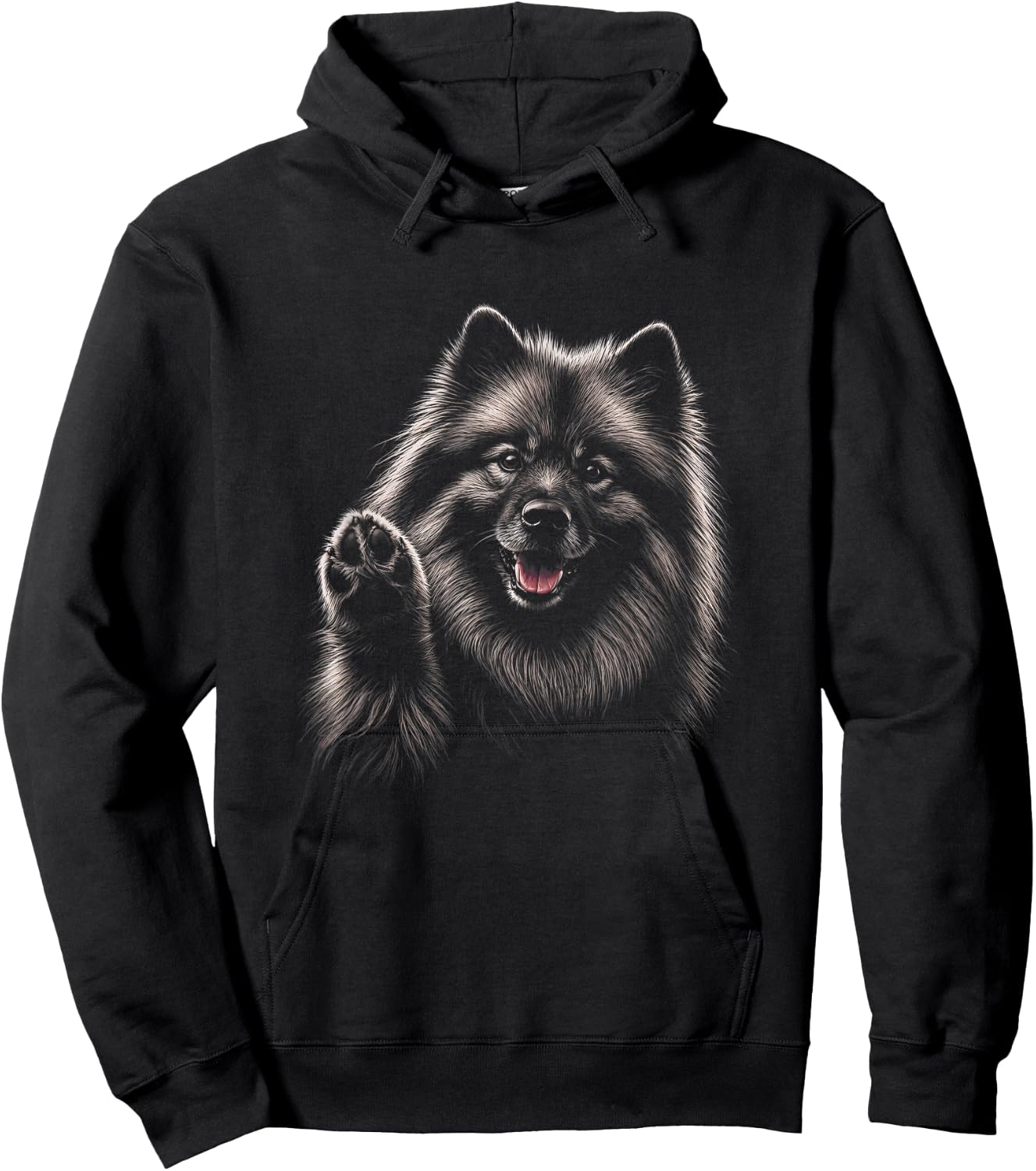 Keeshond Graphic Artwork Design Hoodie - Hoodie | Black