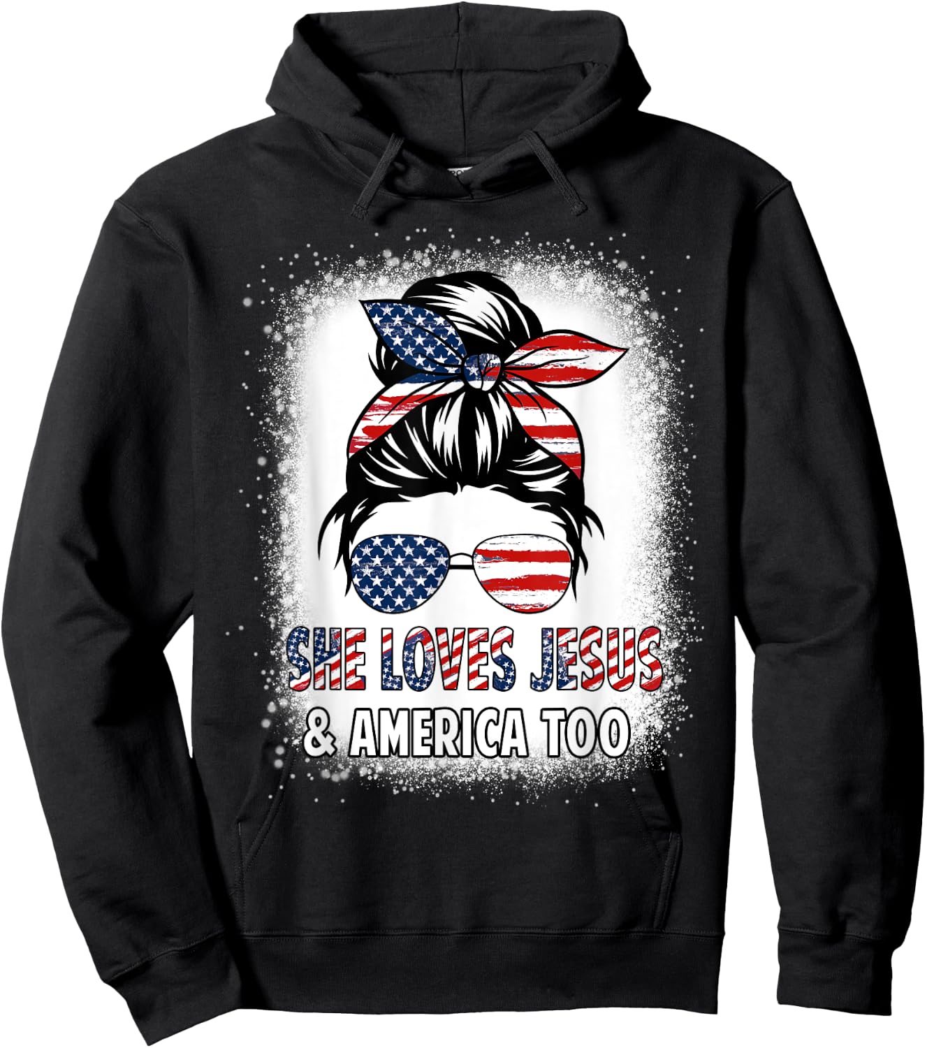 American Flag She Loves Jesus & America Too Christian Girl Hoodie - Hoodie | Black