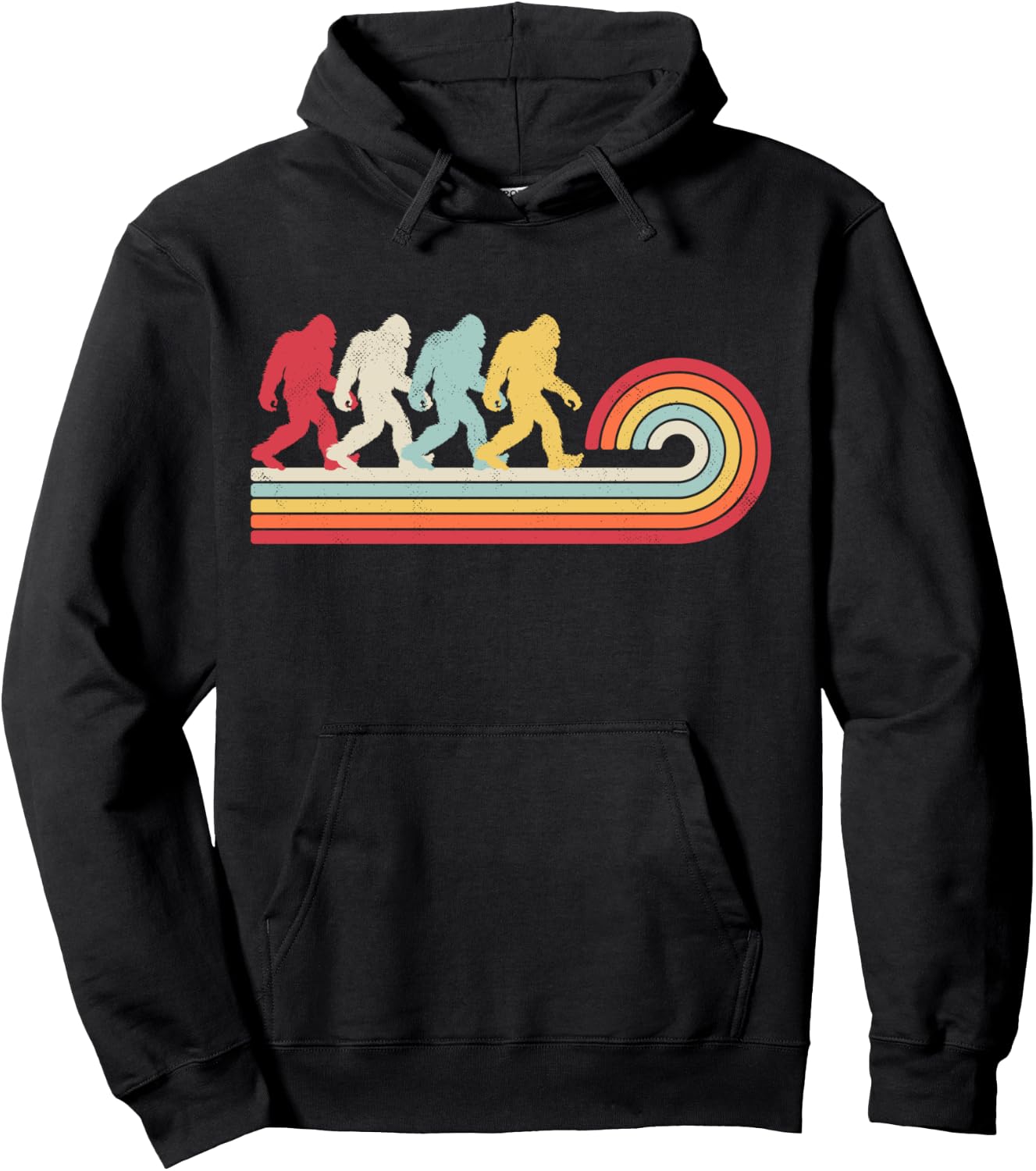 Bigfoot Retro Vintage 70s 80s Sasquatch Lovers Men Women Hoodie - Hoodie | Black