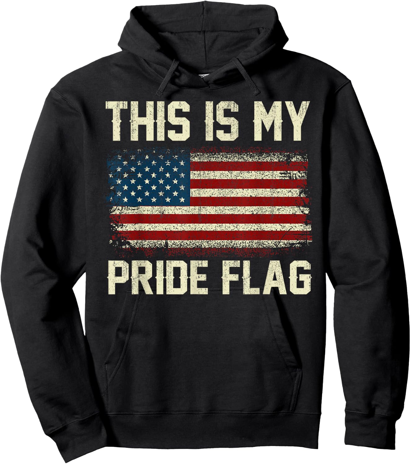 This Is My Pride Flag American 4th of July Patriotic Vintage Hoodie - Hoodie | Black