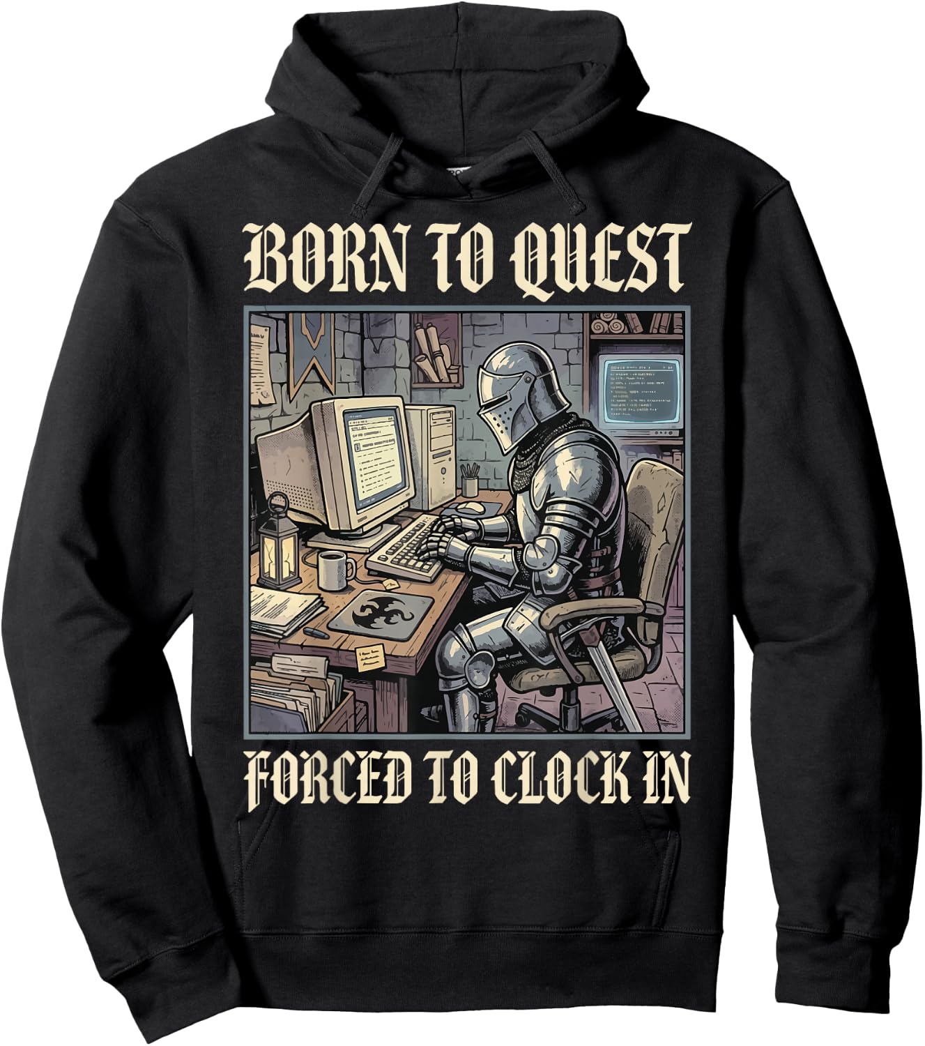 Born to Quest Forced to Clock in Hoodie - Hoodie | Black