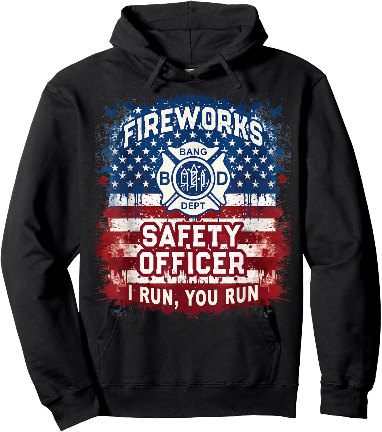 USA Flag FIREWORKS SAFETY OFFICER Director Pyro Tech Boom Hoodie - Hoodie | Black