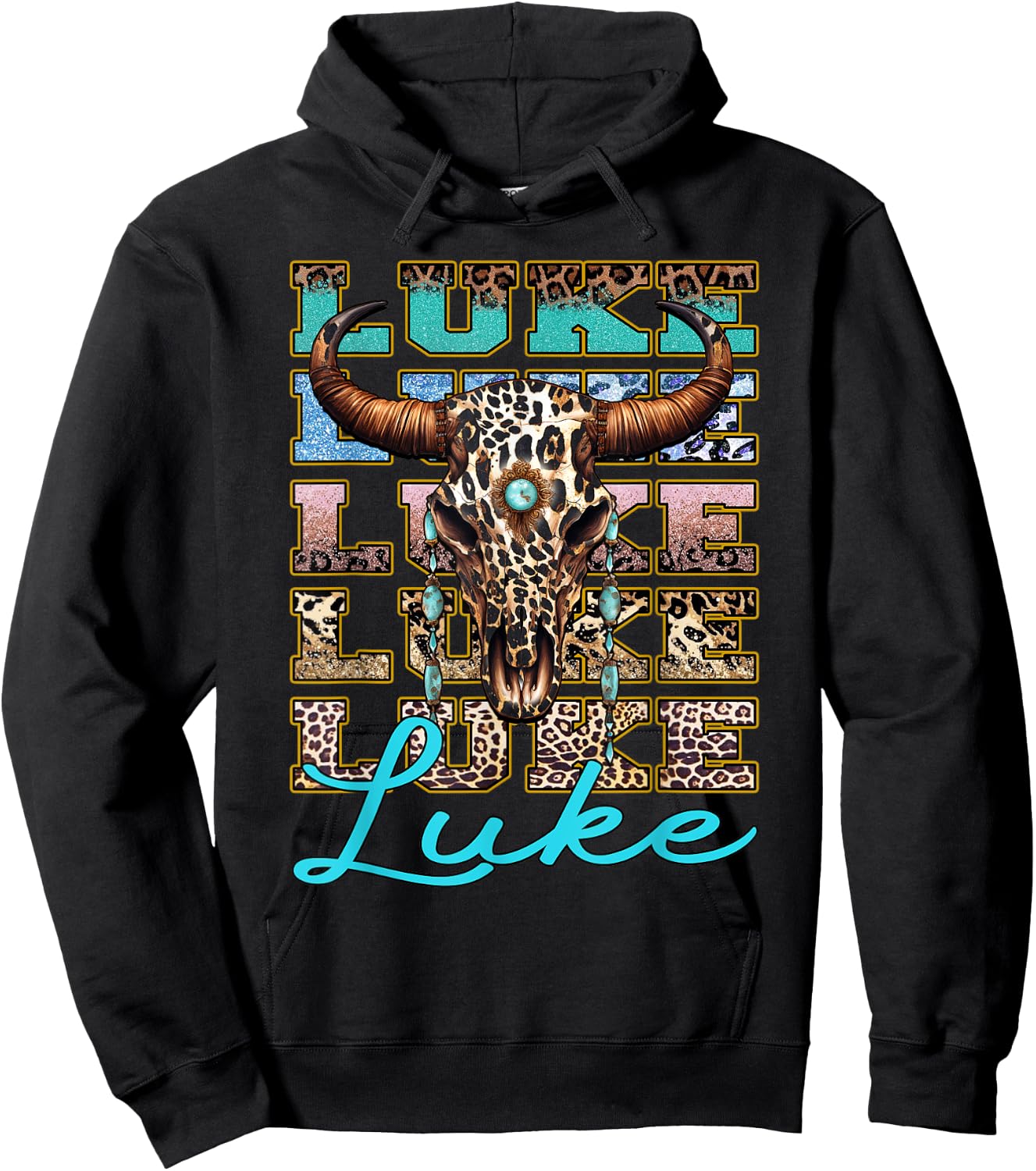 Luke Longhorn Southern Western 90s Style Hoodie - Hoodie | Black