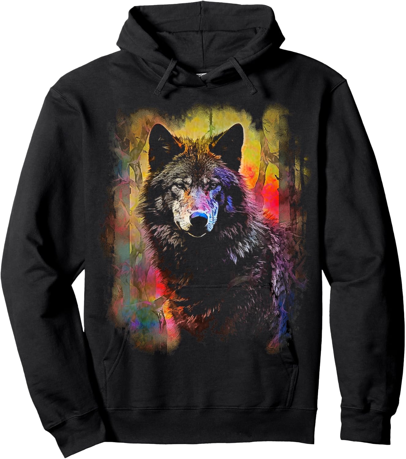 Wolf Colourful Art | Animal Lover Wolf Hoodie - Hoodie | Black