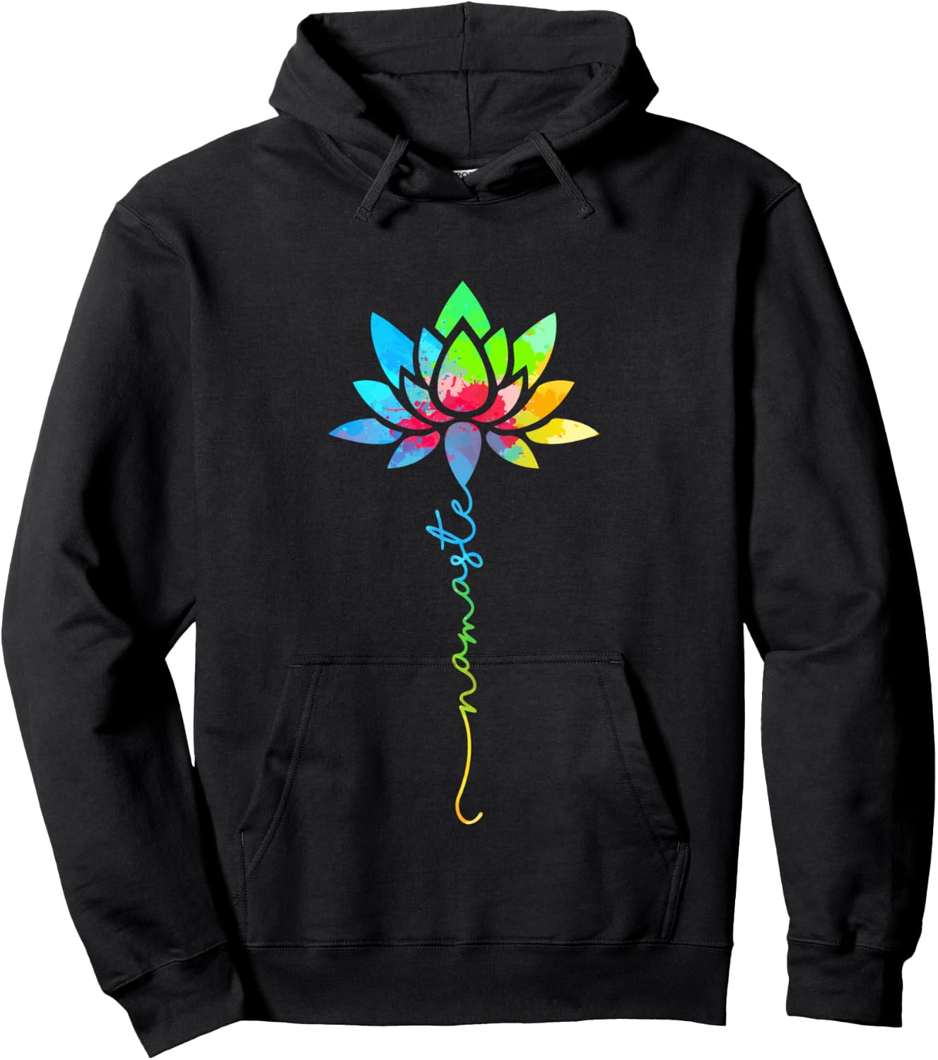 Namaste Rainbow Mandala Lotus Flower Meditation Yoga Hoodie - Hoodie | Black