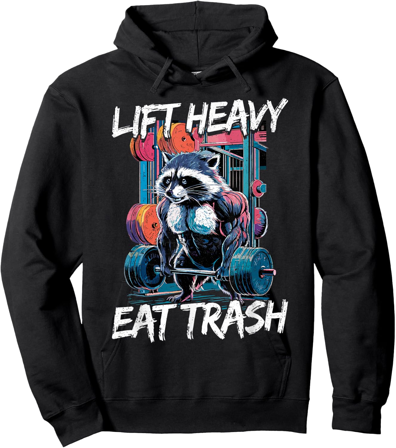 Lift Heavy Eat Trash Weightlifting Bodybuilding Gym Raccoon , Small, Black Hoodie - Hoodie | Black