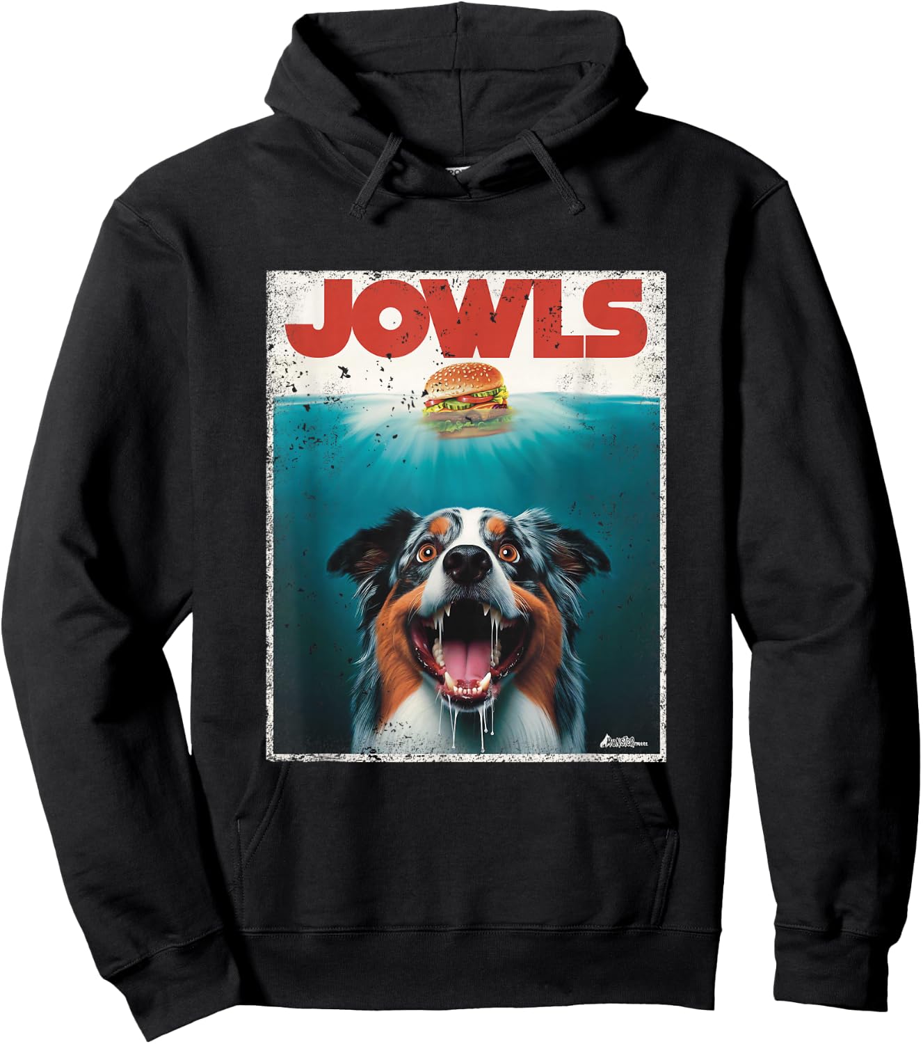 Funny Aussie Jowls Australian Shepherd Fur Baby Mom Dog Dad Hoodie - Hoodie | Black