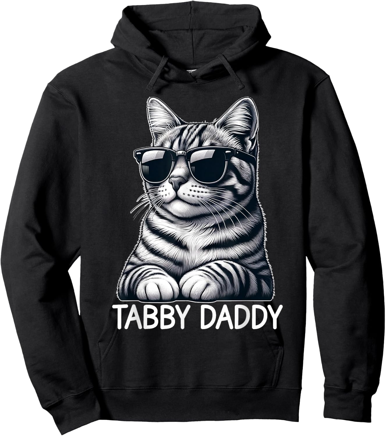 Tabby Daddy Cat Dad Funny Graphic Grey Tabby Cat Lover Men Women Hoodie - Hoodie | Black