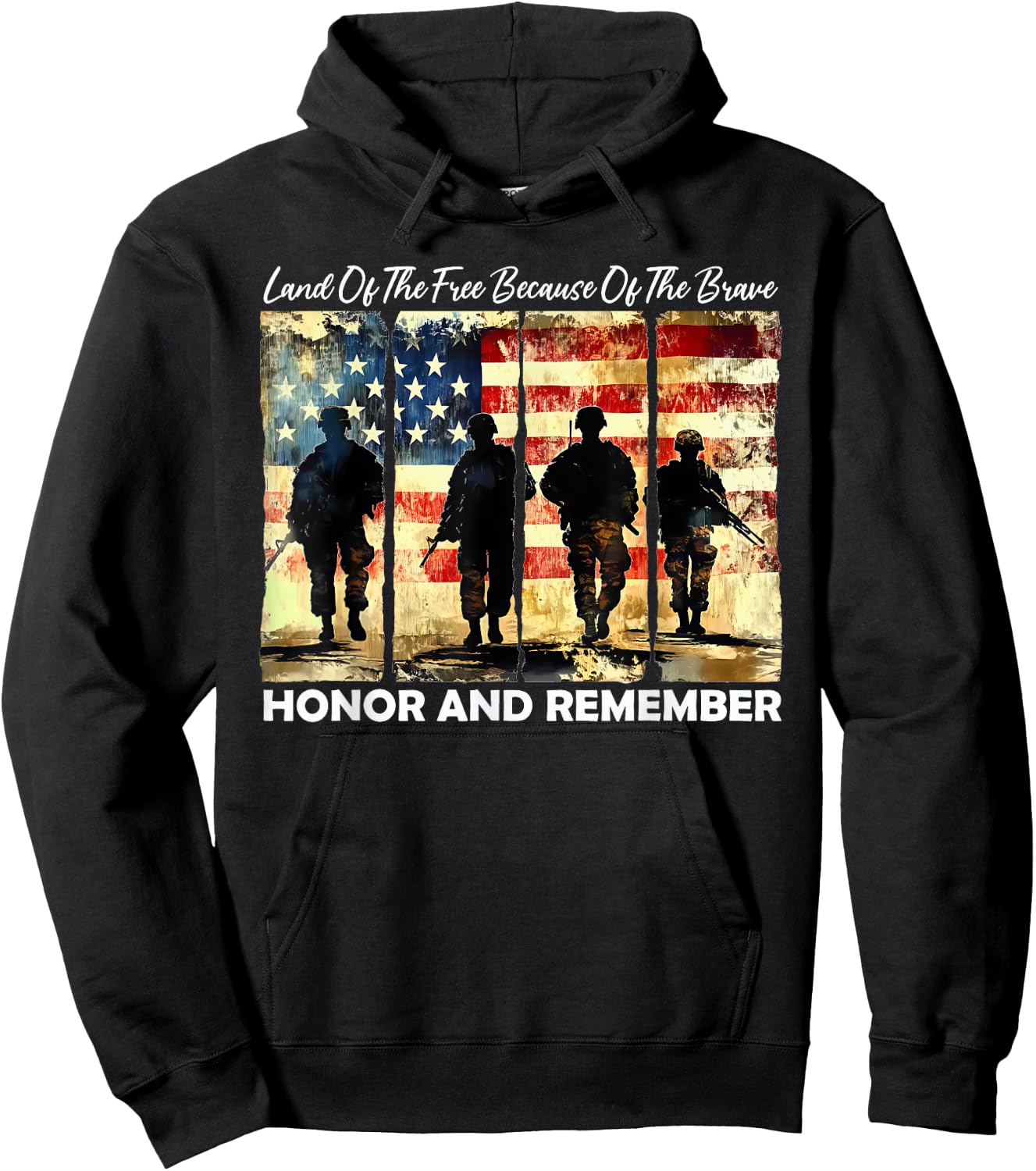 Land Of The Free Because Of The Brave Honor And Remember Hoodie - Hoodie | Black