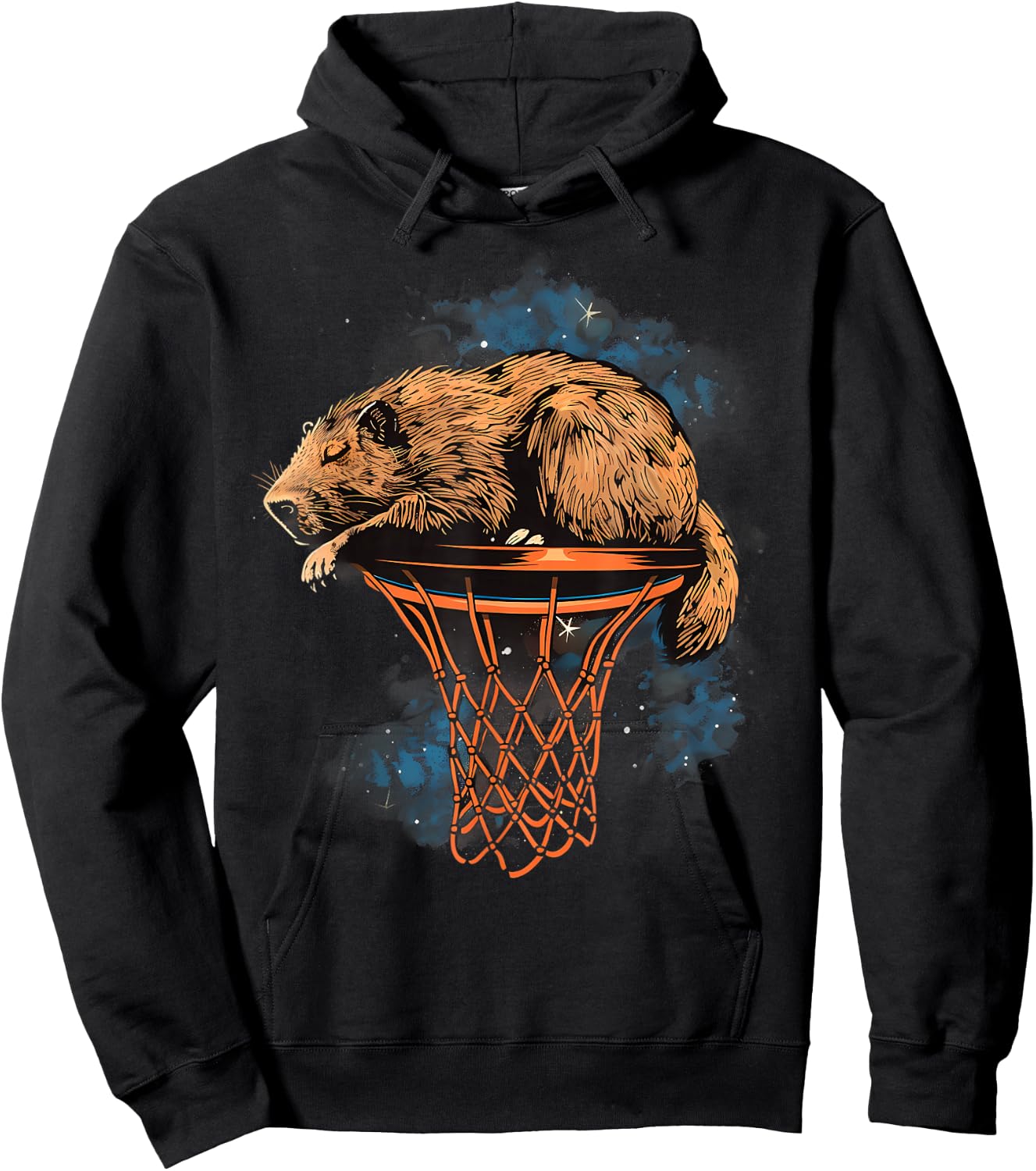 Basketball Capybara Drawing Artwork Basketball Lover Hoodie - Hoodie | Black