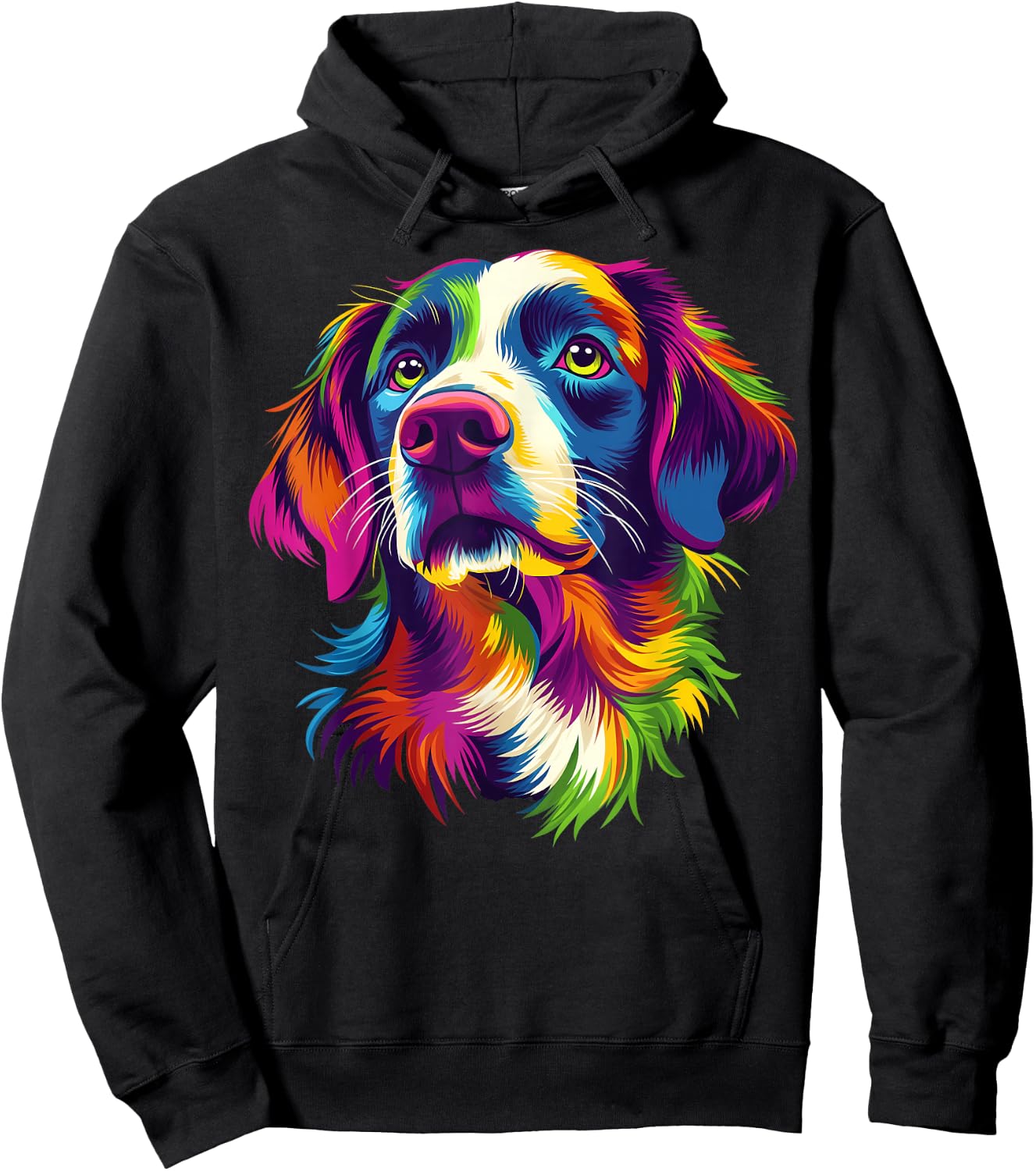 Colorful Brittany Spaniel Face Dog Lover Men Women Black Hoodie - Hoodie | Black