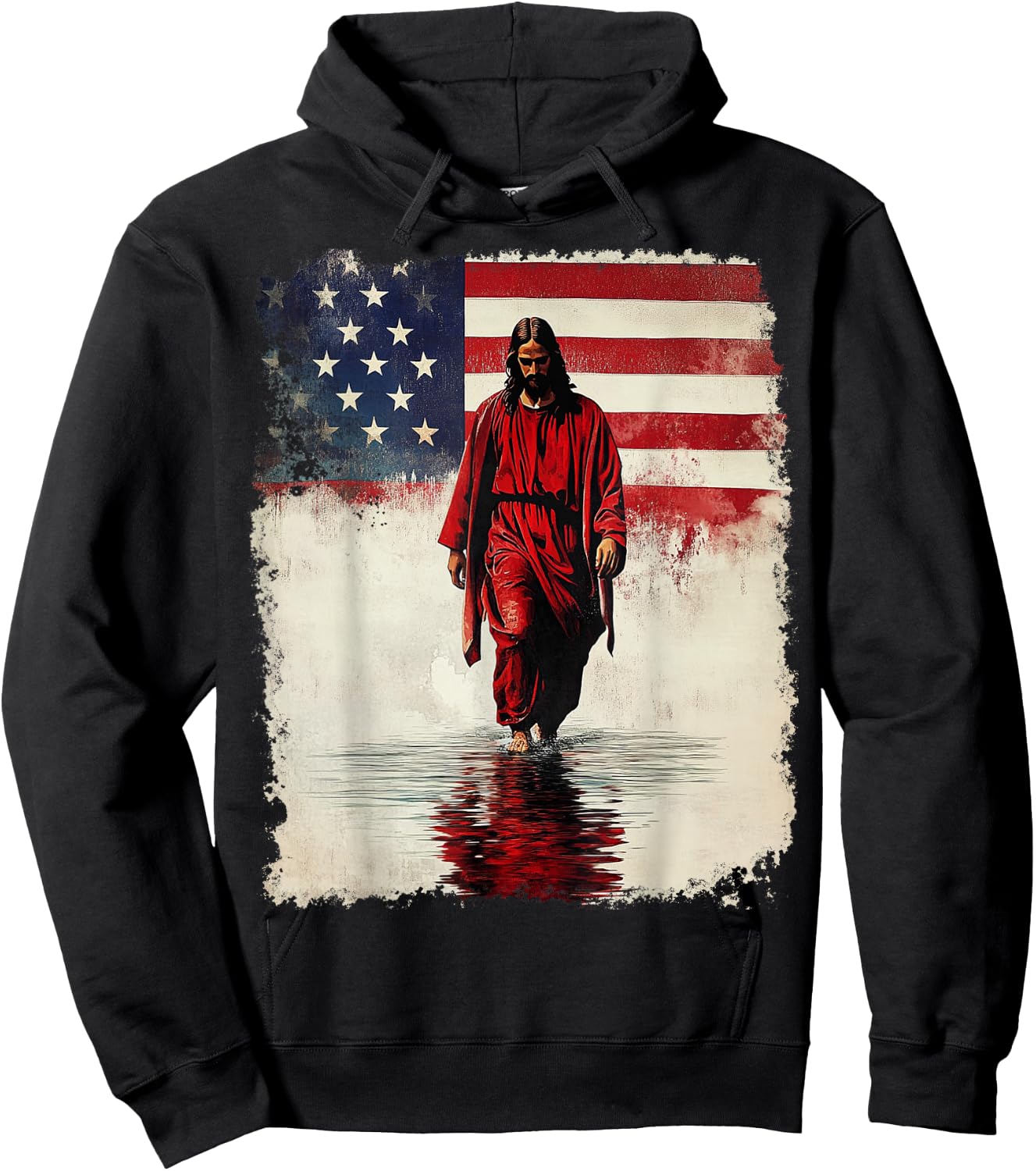 American Flag Jesus Hoodie - Hoodie | Black