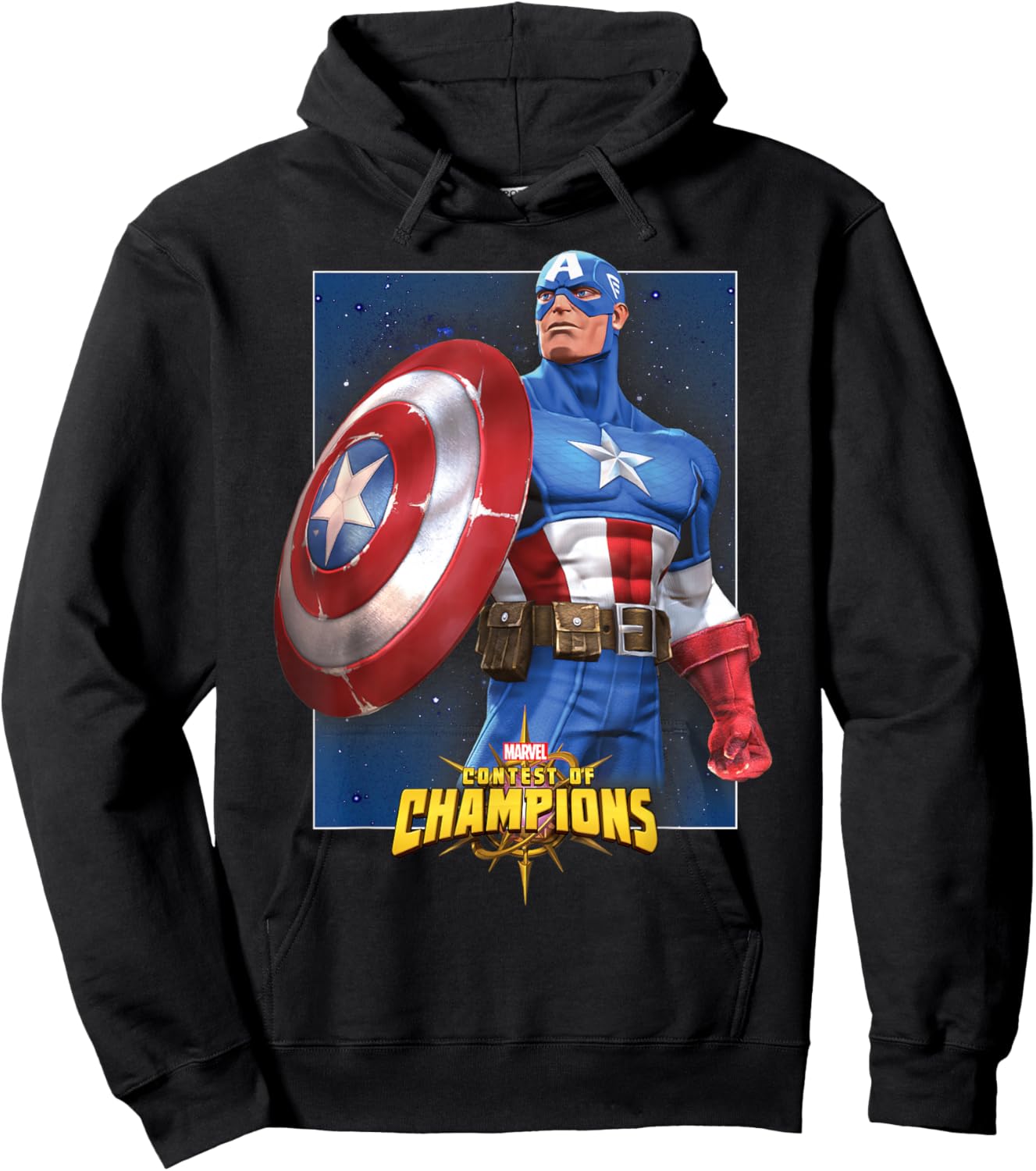 Marvel Contest of Champions Captain America Graphic Hoodie - Hoodie | Black
