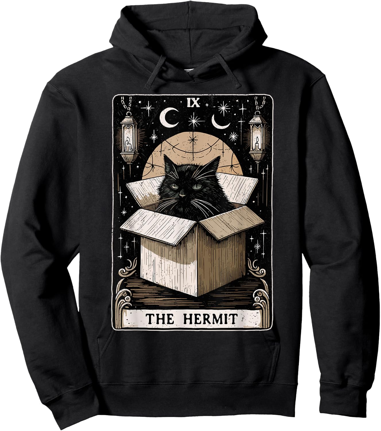 The Hermit Tarot Card Cat Lover Funny Cat Hoodie - Hoodie | Black