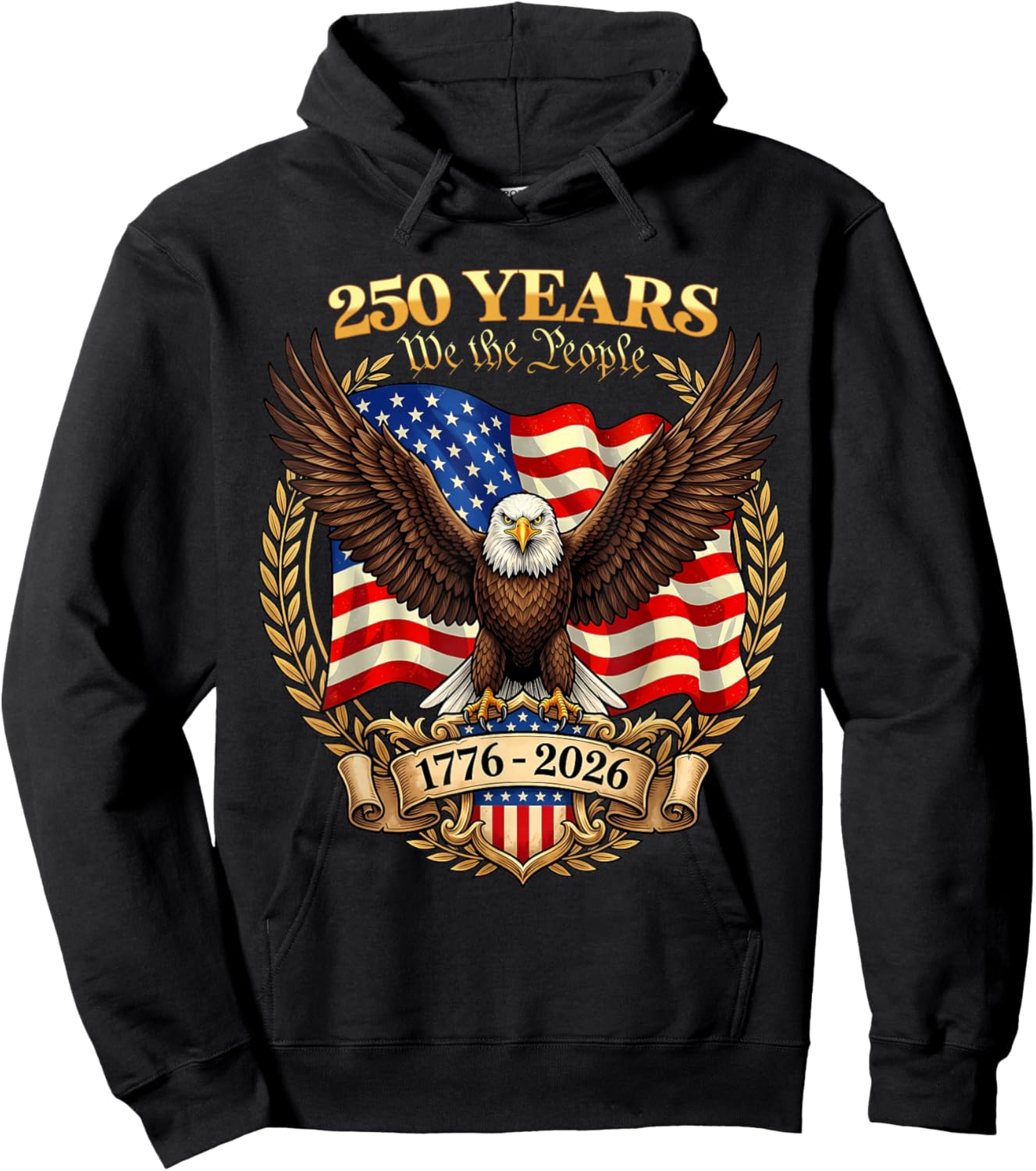 Eagle 250th Anniversary USA 4th of July 250 Years America Hoodie - Hoodie | Black