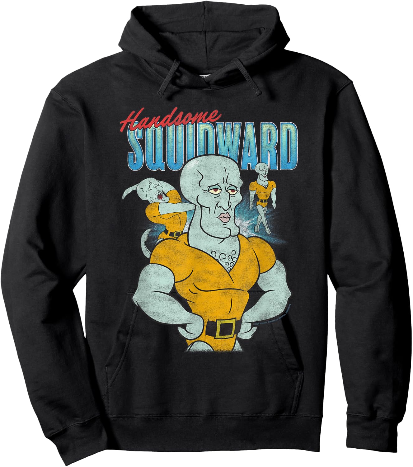 Handsome Squidward 90's Throwback Collage Funny Cartoon Hoodie - Hoodie | Black