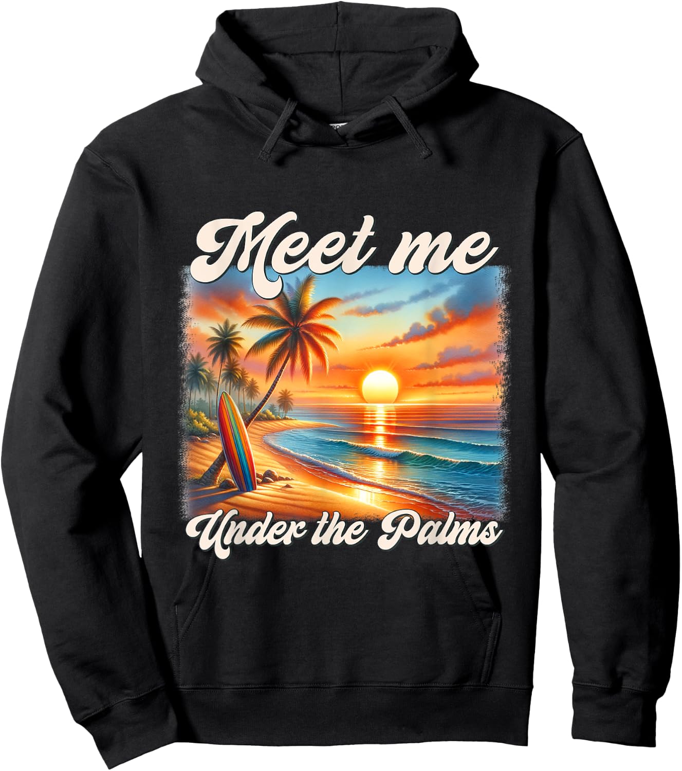 Meet Me Under The Palms Funny Summer Beach Vacation Trip Men Women Kids Hoodie - Hoodie | Black