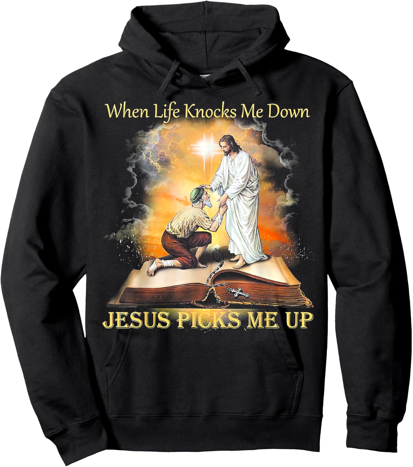 When Life Knocks Me Down Jesus Picks Me Up Hoodie - Hoodie | Black