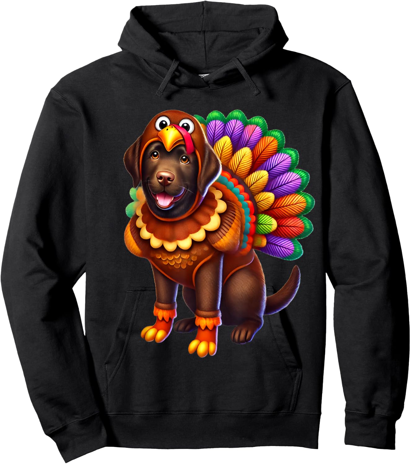 Chocolate Lab Turkey Funny Thanksgiving Animal Dog Canine Women Girls Kids Hoodie - Hoodie | Black