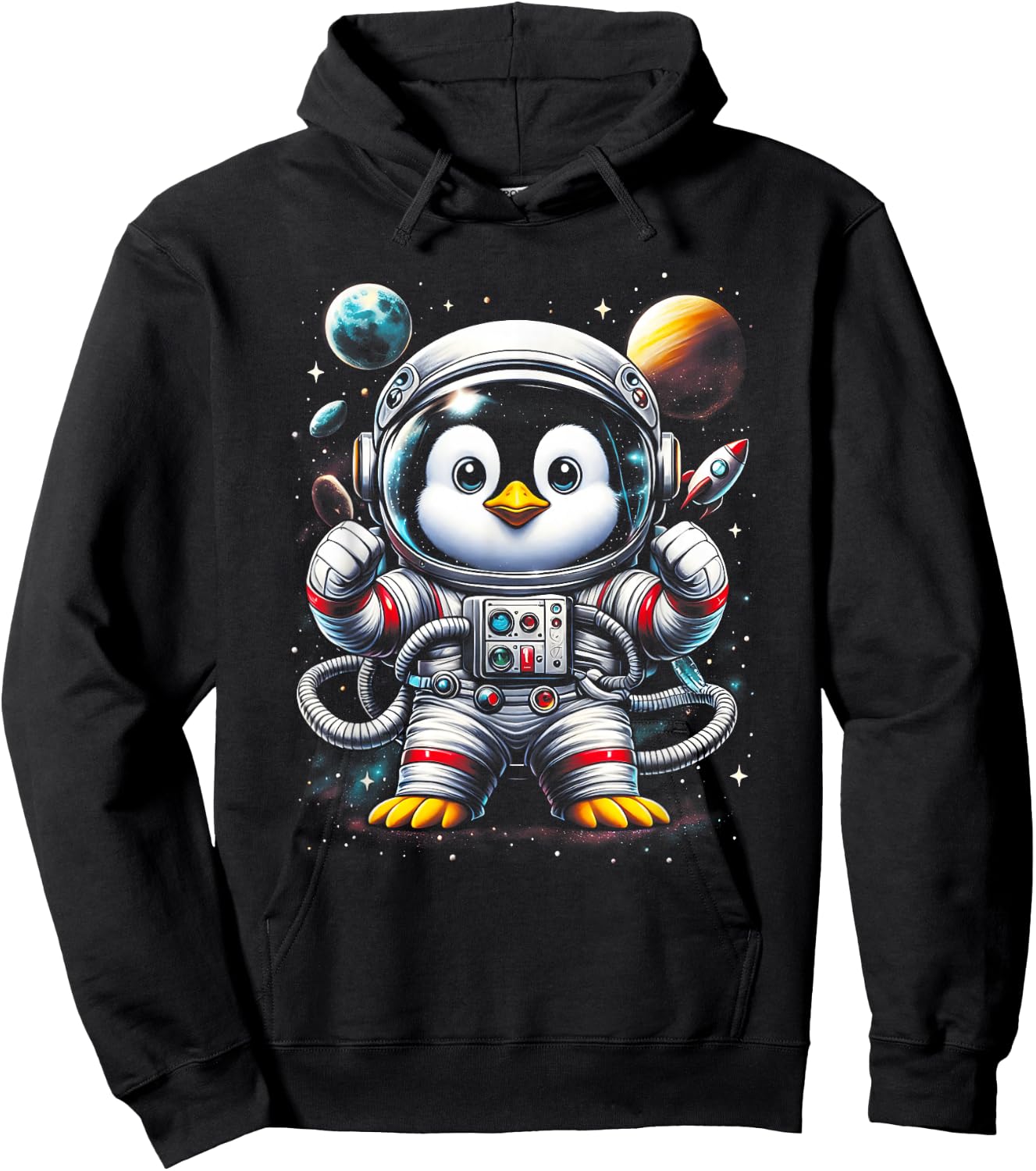 Penguin Astronaut Lover Space Art Space Galaxy Astrology Hoodie - Hoodie | Black