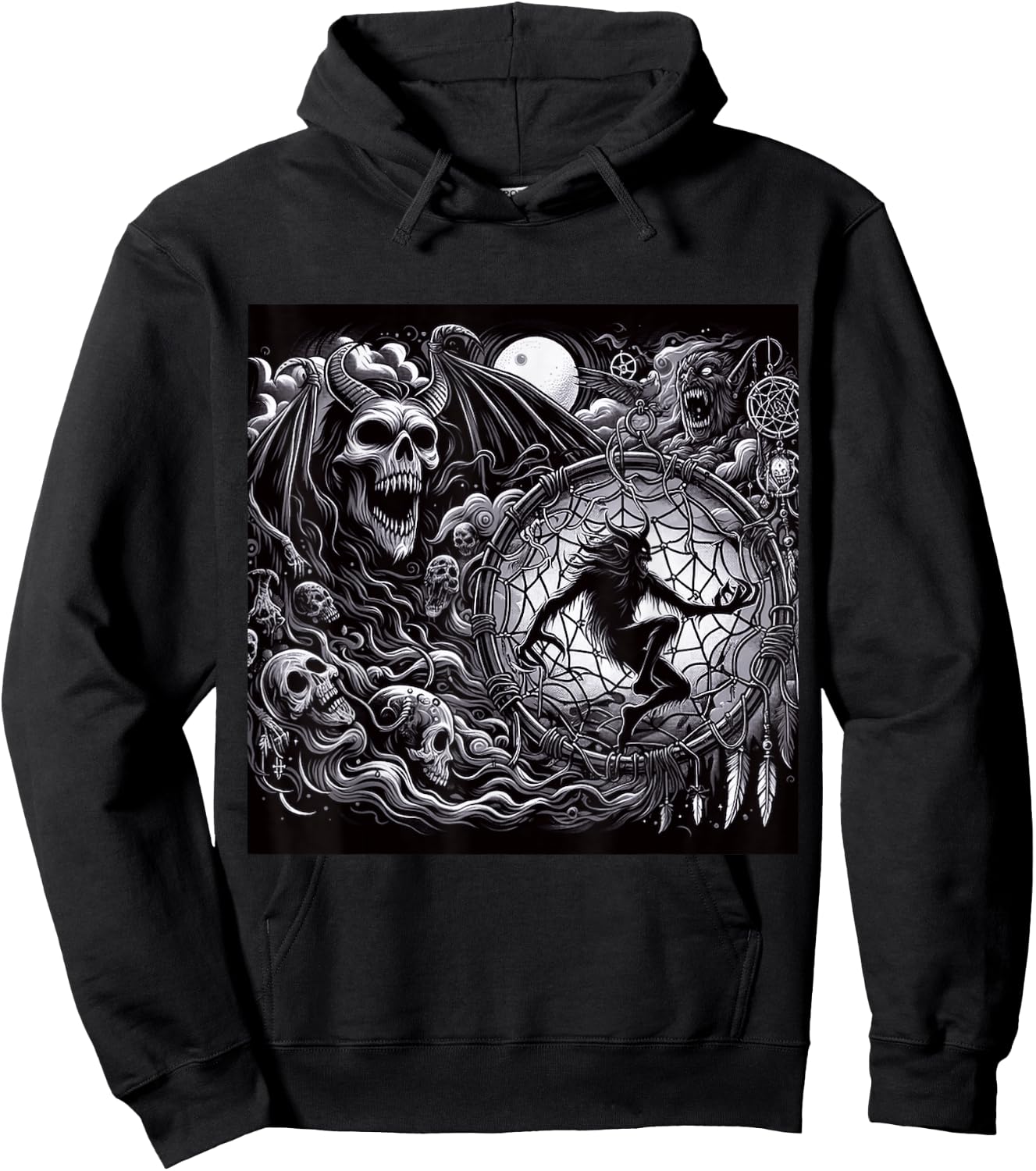 Demonic Occult Dreamcatcher Possessed Spiritual Horror Print Hoodie - Hoodie | Black