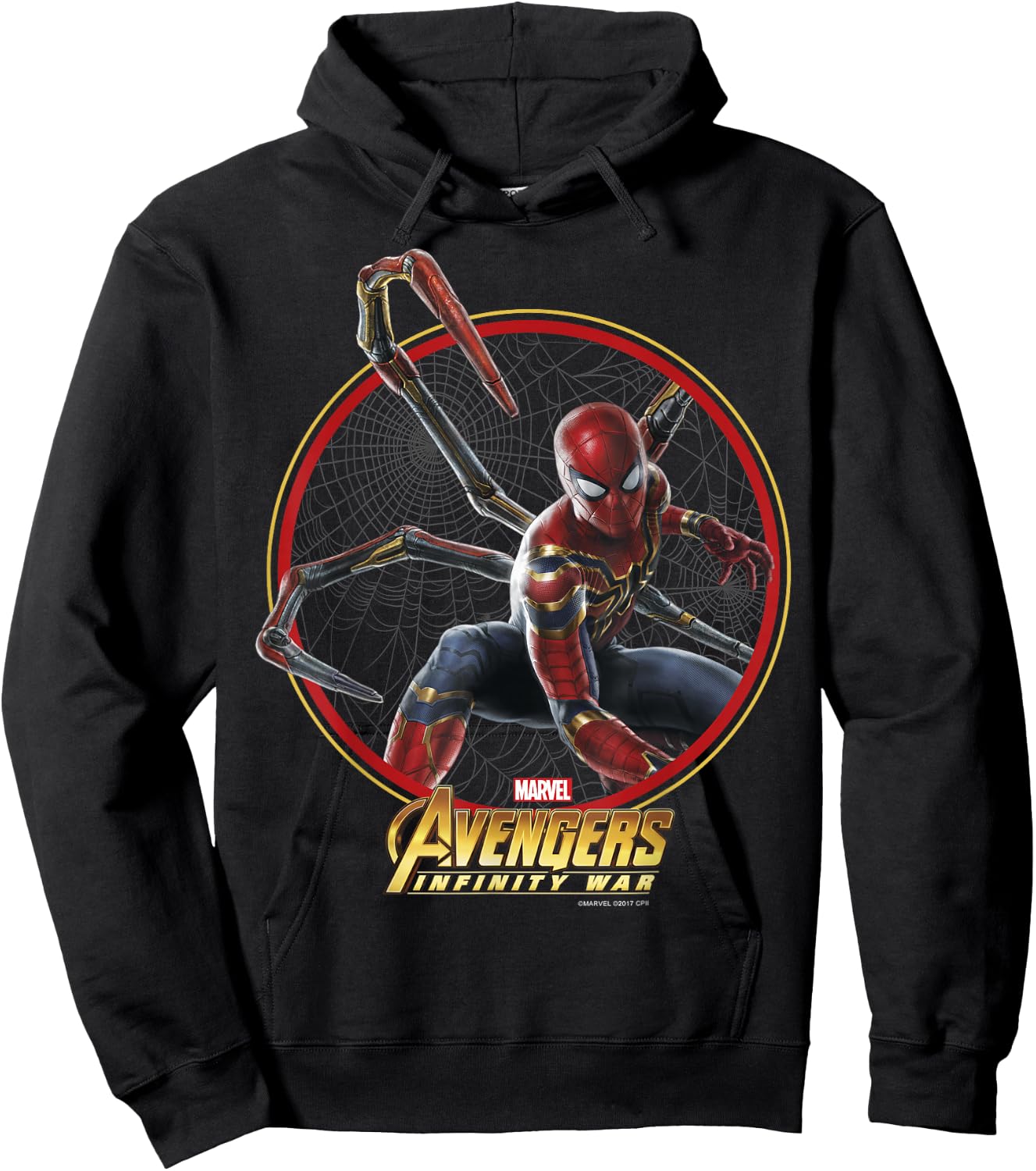 Marvel Infinity War Spider-Man Iron Circle Graphic Hoodie - Hoodie | Black