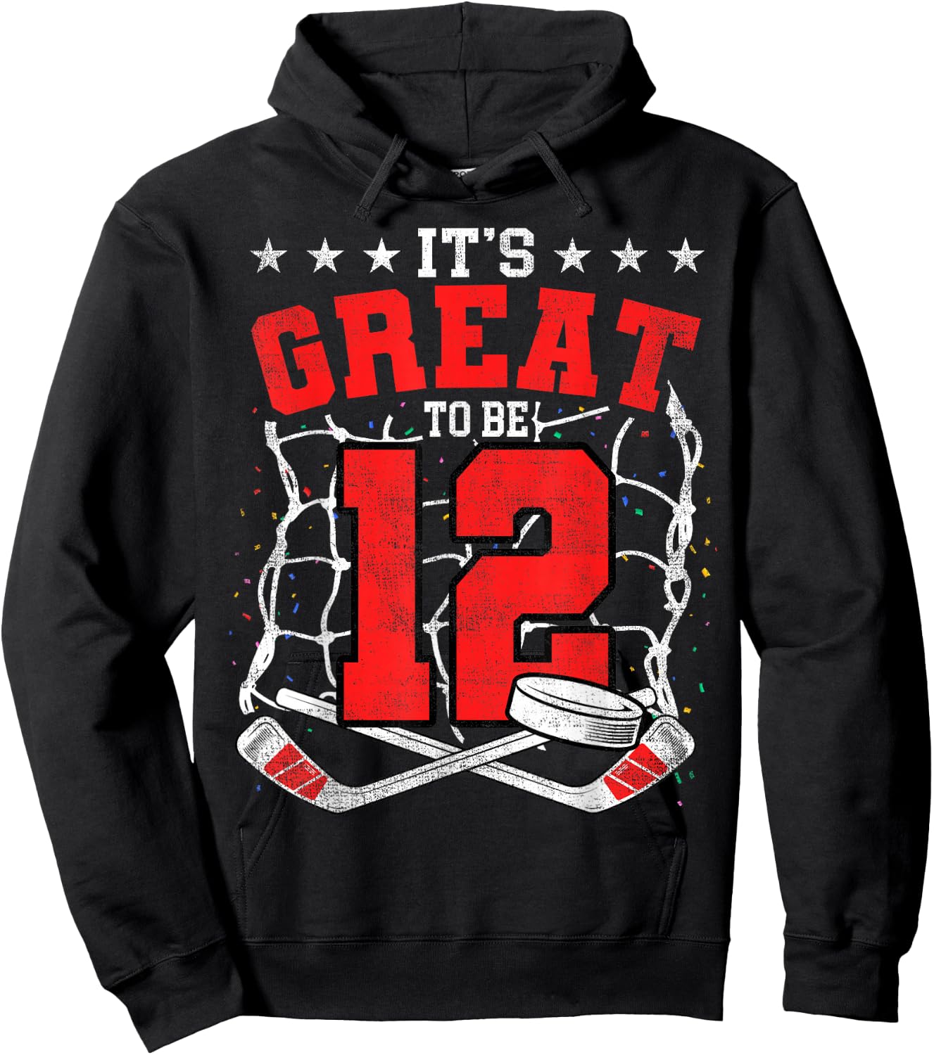 12th Birthday Hockey Lovers It's Great To Be 12 Years Old Hoodie - Hoodie | Black
