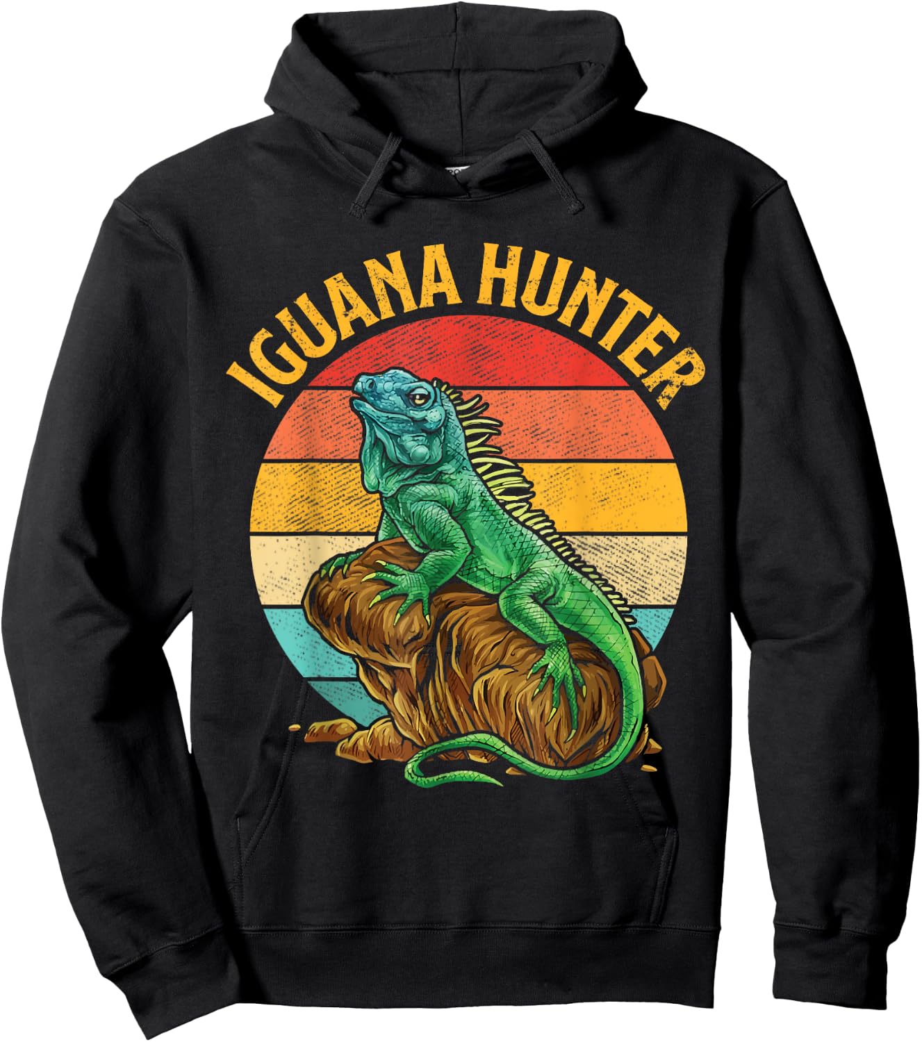 Retro Iguana Hunter Reptile Herpetologist Herpetology Lover Hoodie - Hoodie | Black