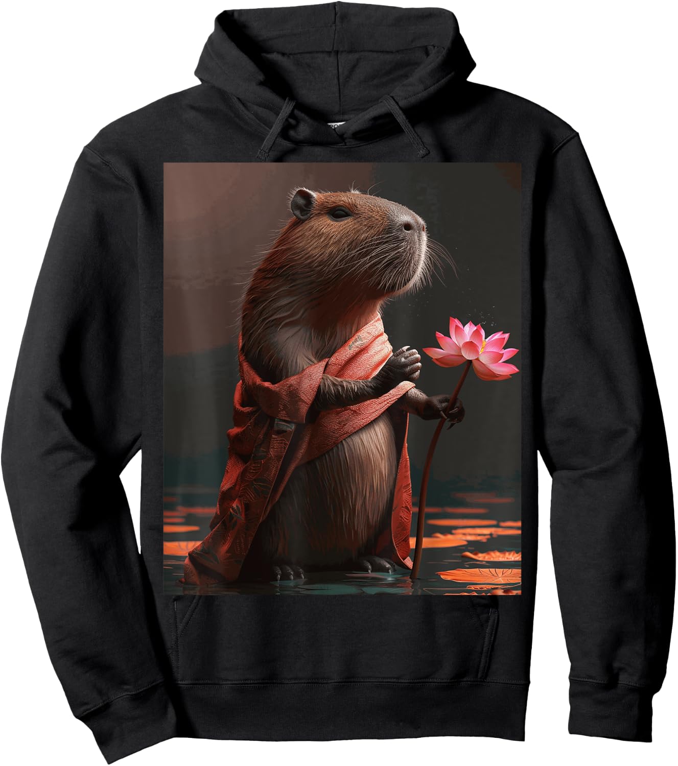 Funny Graphic Capybara Hoodie - Hoodie | Black