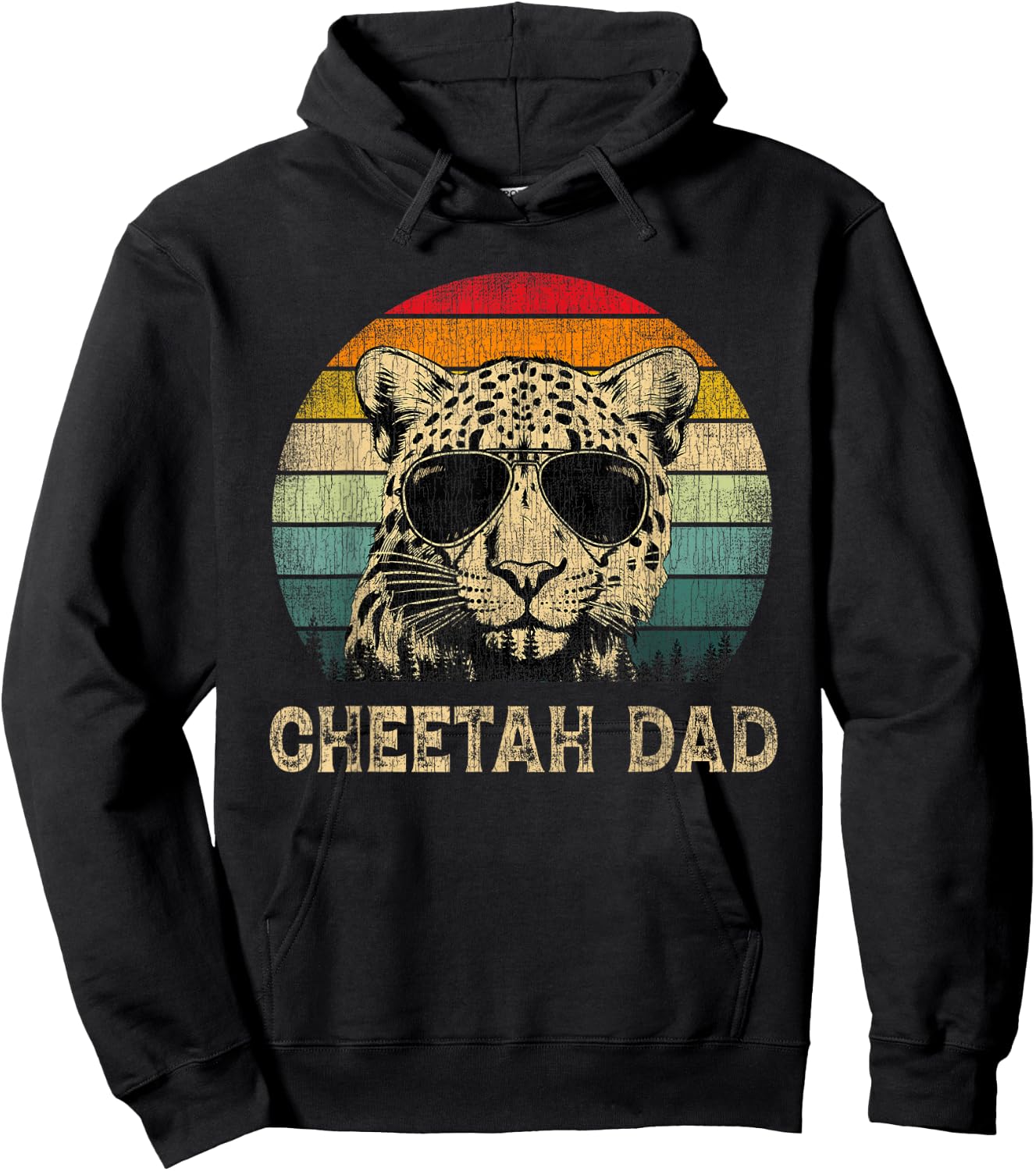Vintage Cheetah Dad Cheetah Lovers Daddy Father's Day Hoodie - Hoodie | Black