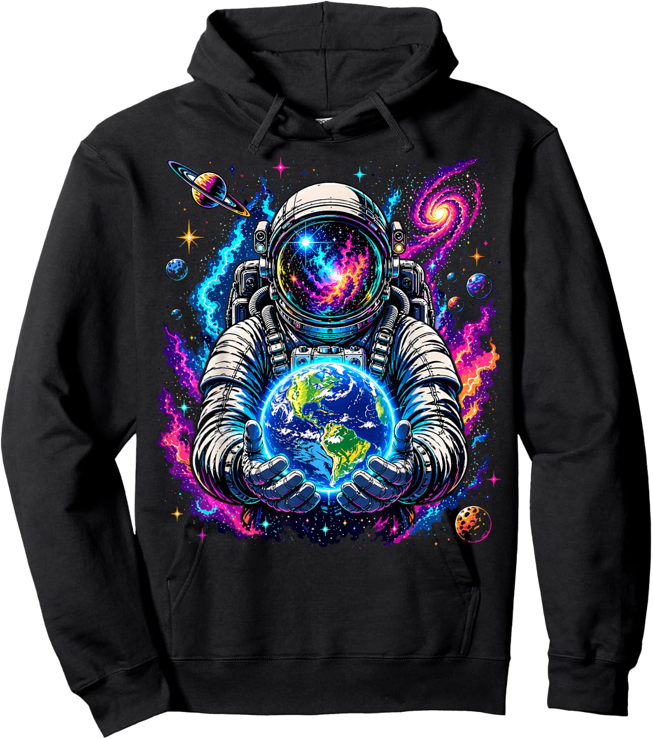 Astronaut Holding Planet Space Science Hoodie - Hoodie | Black