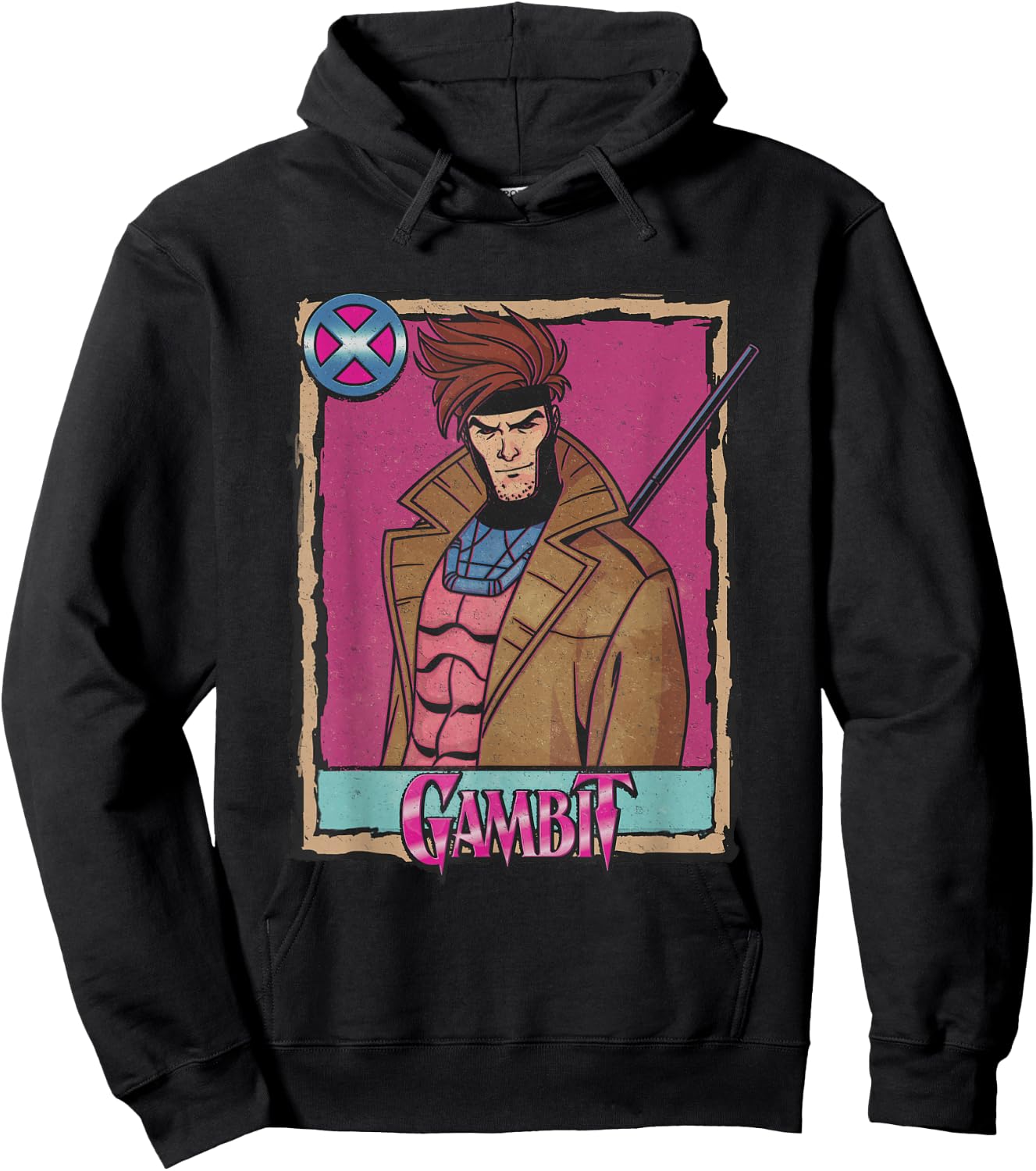 Marvel X-Men Gambit Vintage Playing Card Portrait Hoodie - Hoodie | Black