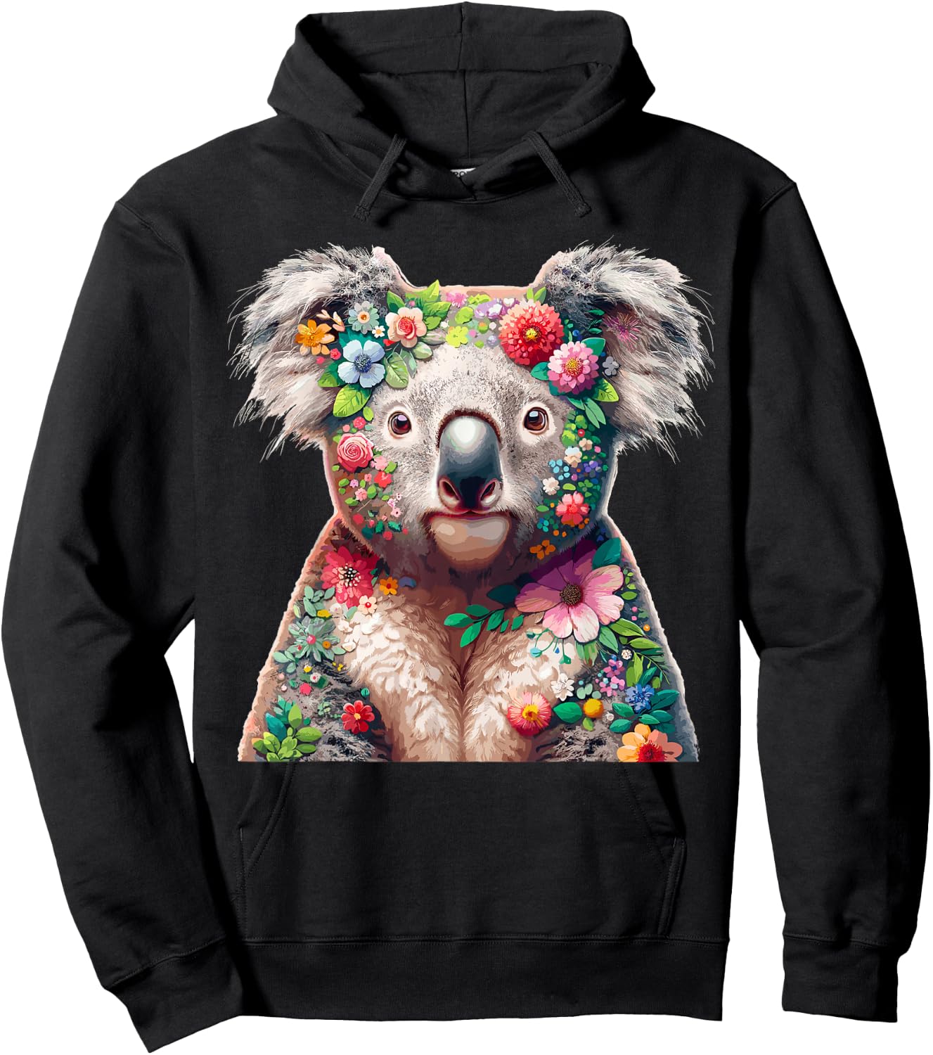 Floral Aesthetic Koala Bear Lover Stuff Australian Koala Hoodie - Hoodie | Black